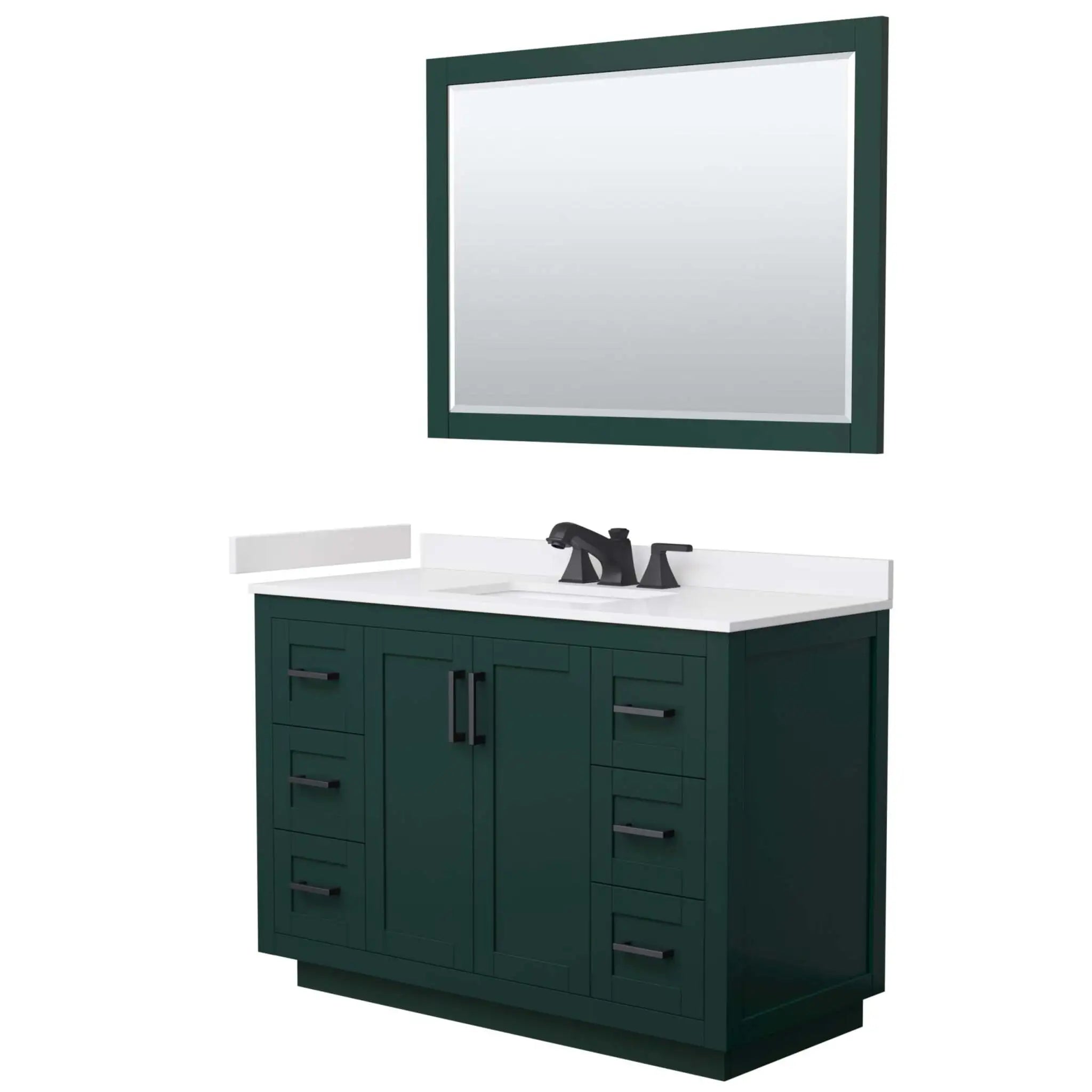 48" Miranda Single Bathroom Vanity in Green with Matte Black Trim & 46" Mirror by Wyndham