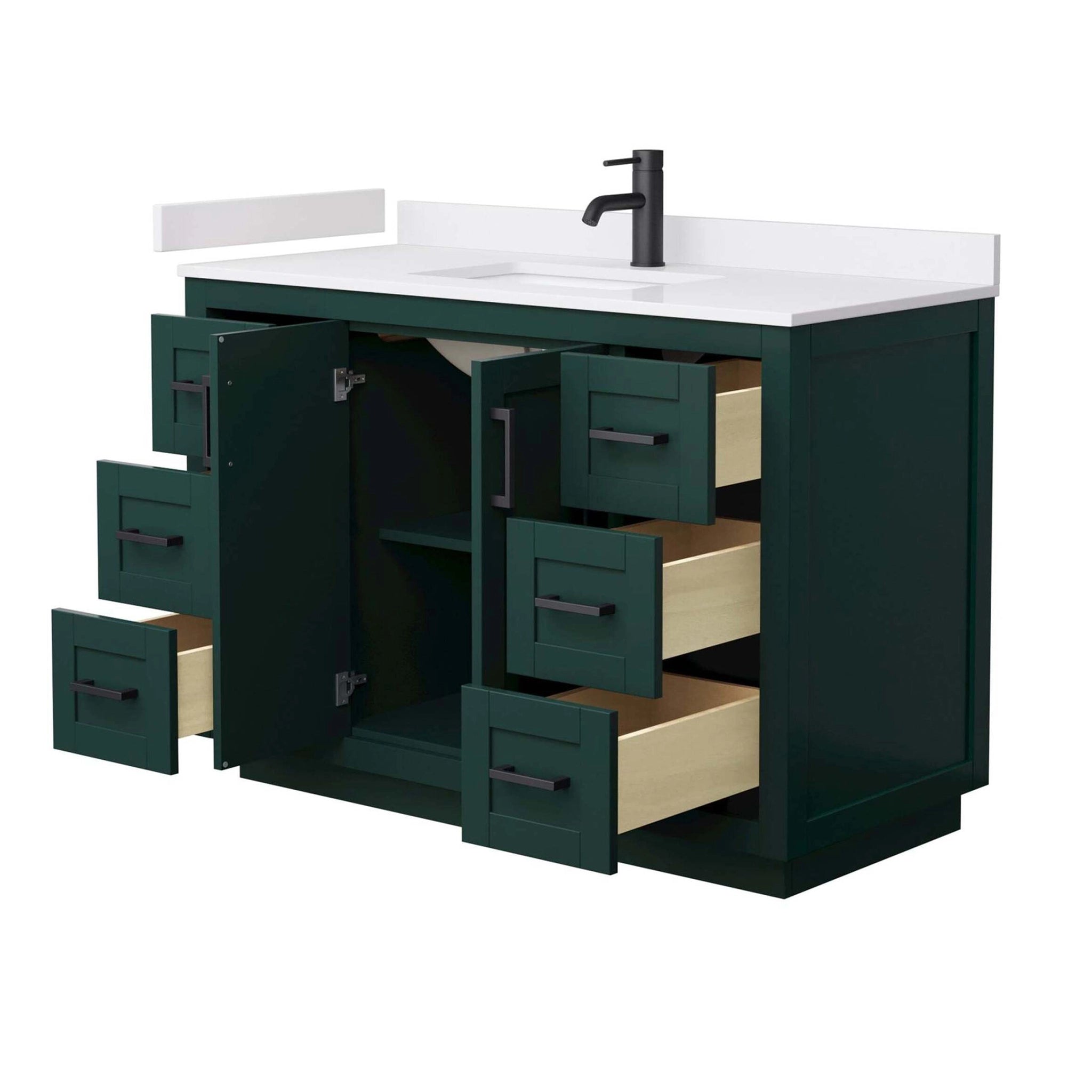 48" Miranda Single Bathroom Vanity in Green with Matte Black Trim by Wyndham