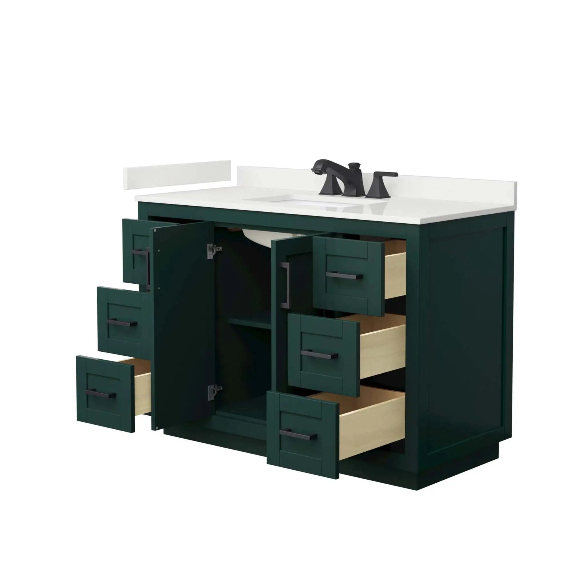 48" Miranda Single Bathroom Vanity in Green with Matte Black Trim by Wyndham