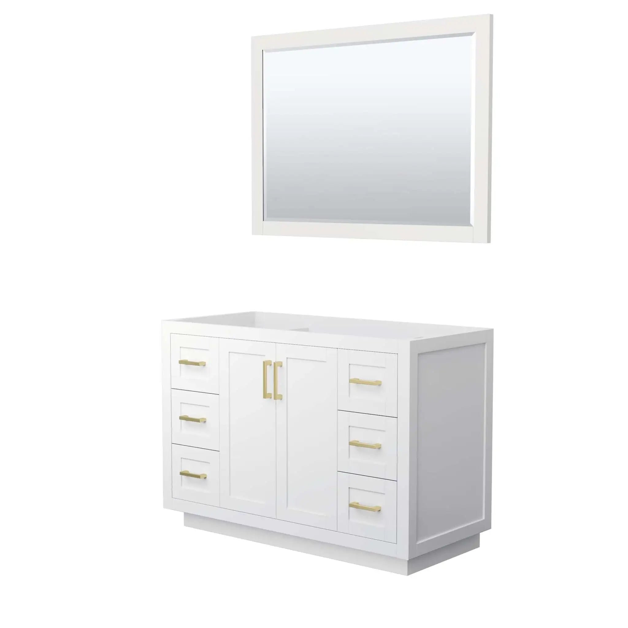 48" Miranda Single Bathroom Vanity in White with Brushed Gold Trim & 46" Mirror by Wyndham