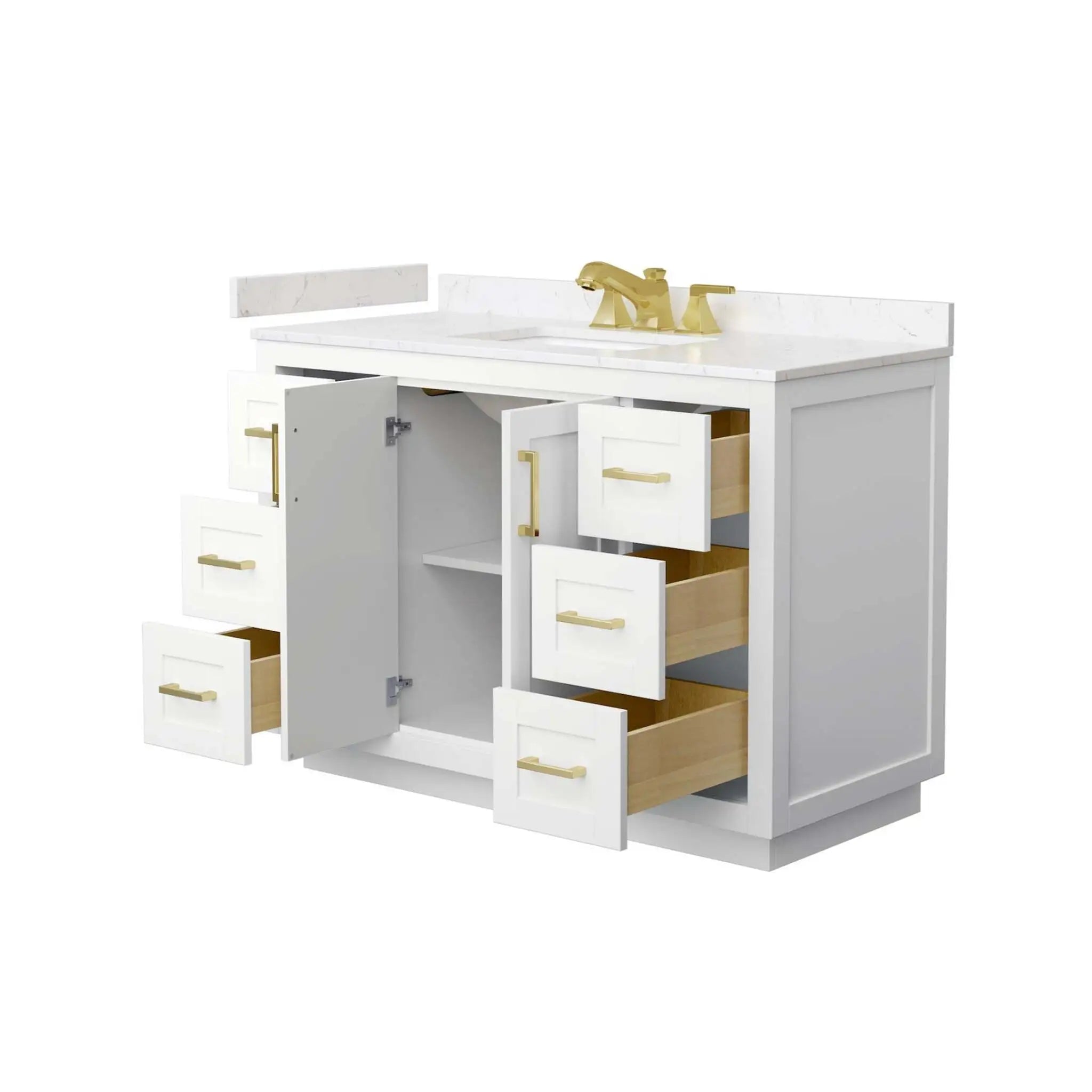 48" Miranda Single Bathroom Vanity in White with Brushed Gold Trim by Wyndham