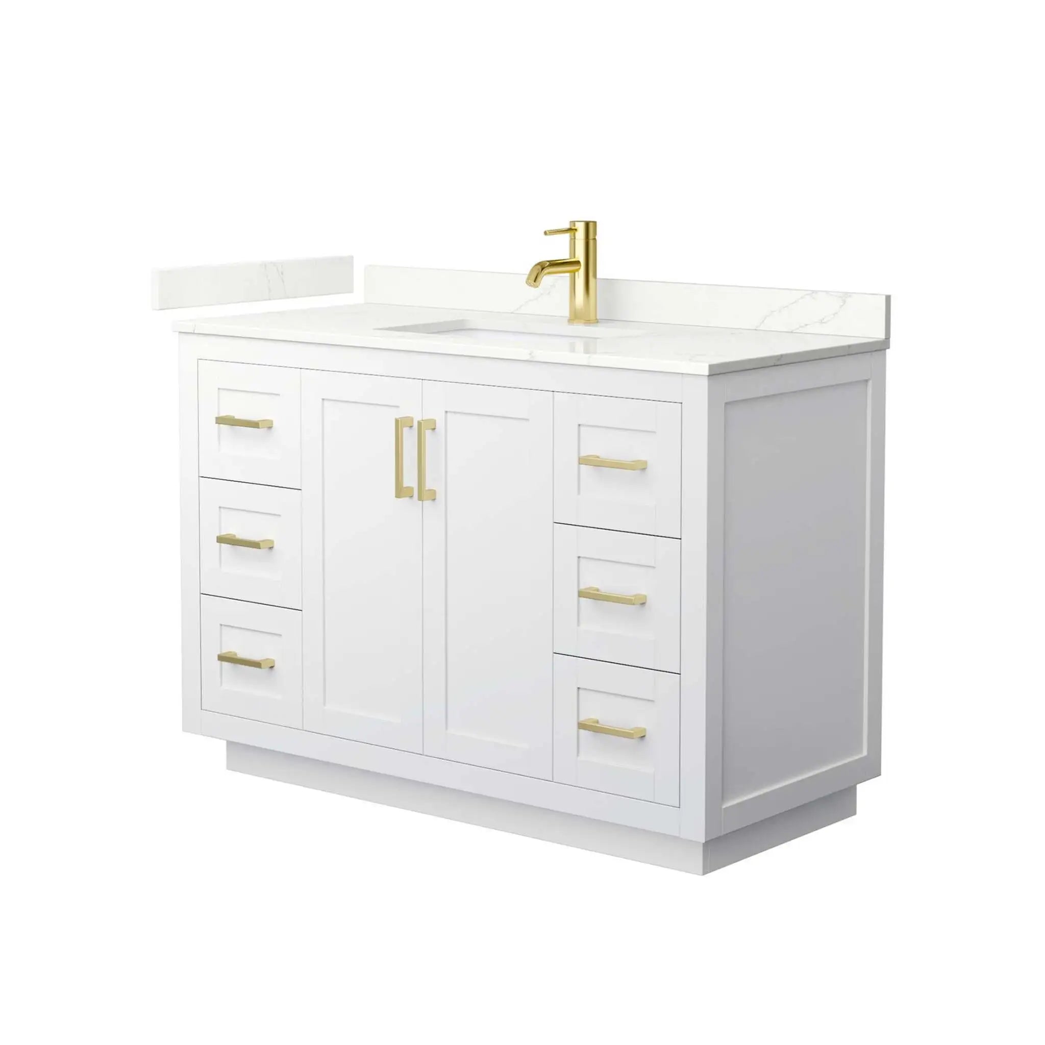48" Miranda Single Bathroom Vanity in White with Brushed Gold Trim by Wyndham