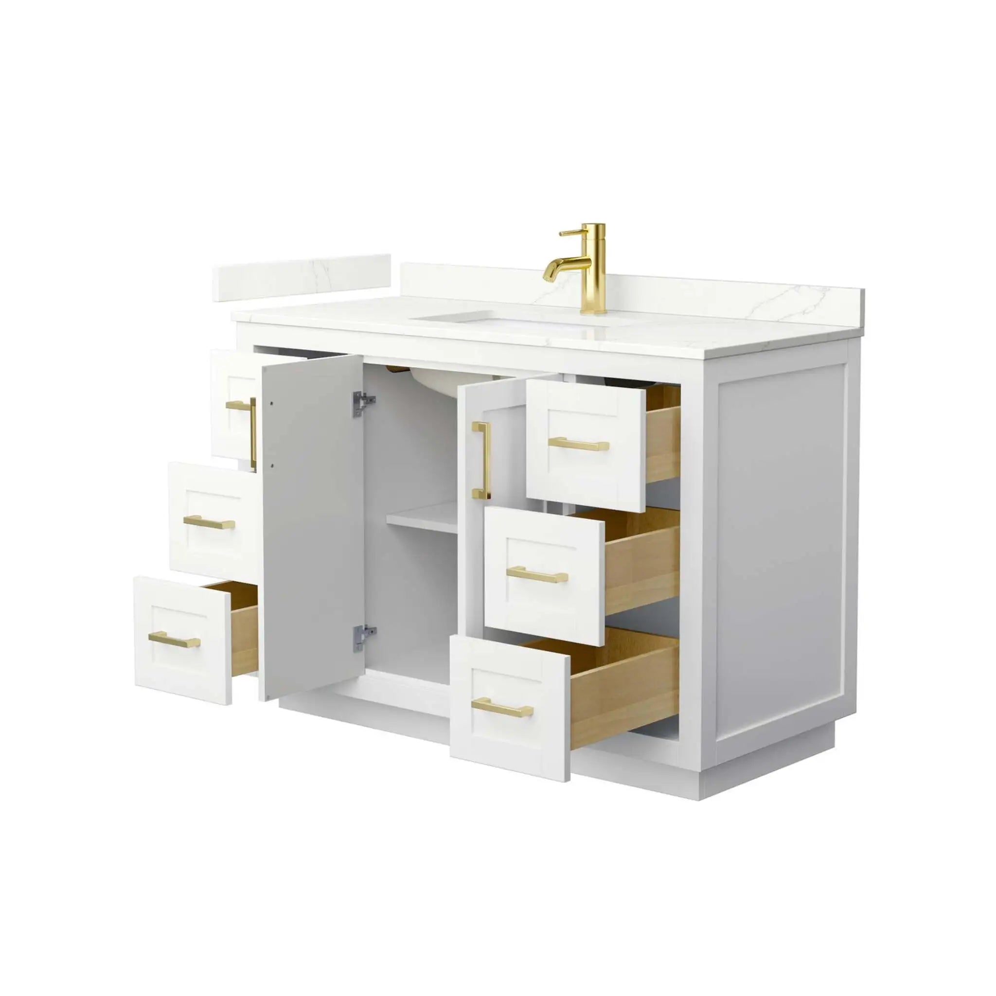 48" Miranda Single Bathroom Vanity in White with Brushed Gold Trim by Wyndham