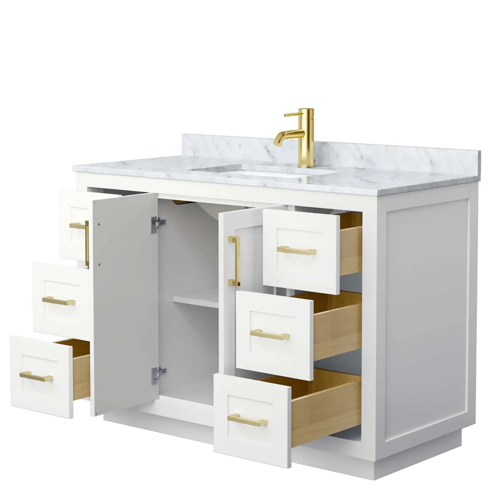 48" Miranda Single Bathroom Vanity in White with Brushed Gold Trim by Wyndham