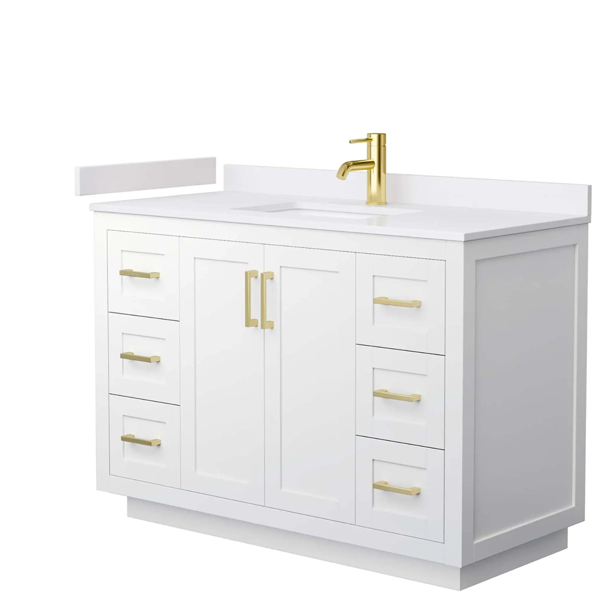 48" Miranda Single Bathroom Vanity in White with Brushed Gold Trim by Wyndham