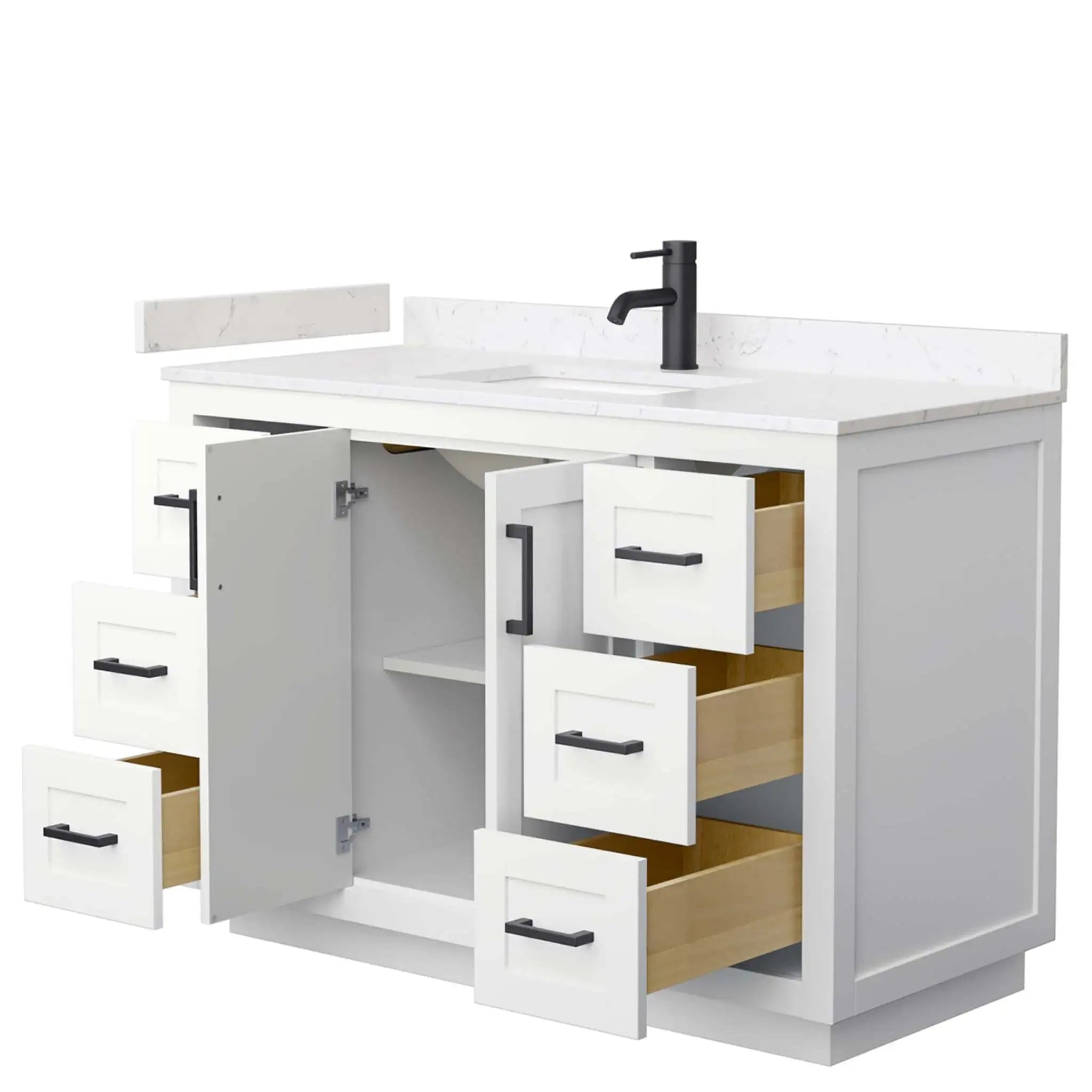48" Miranda Single Bathroom Vanity in White with Matte Black Trim by Wyndham