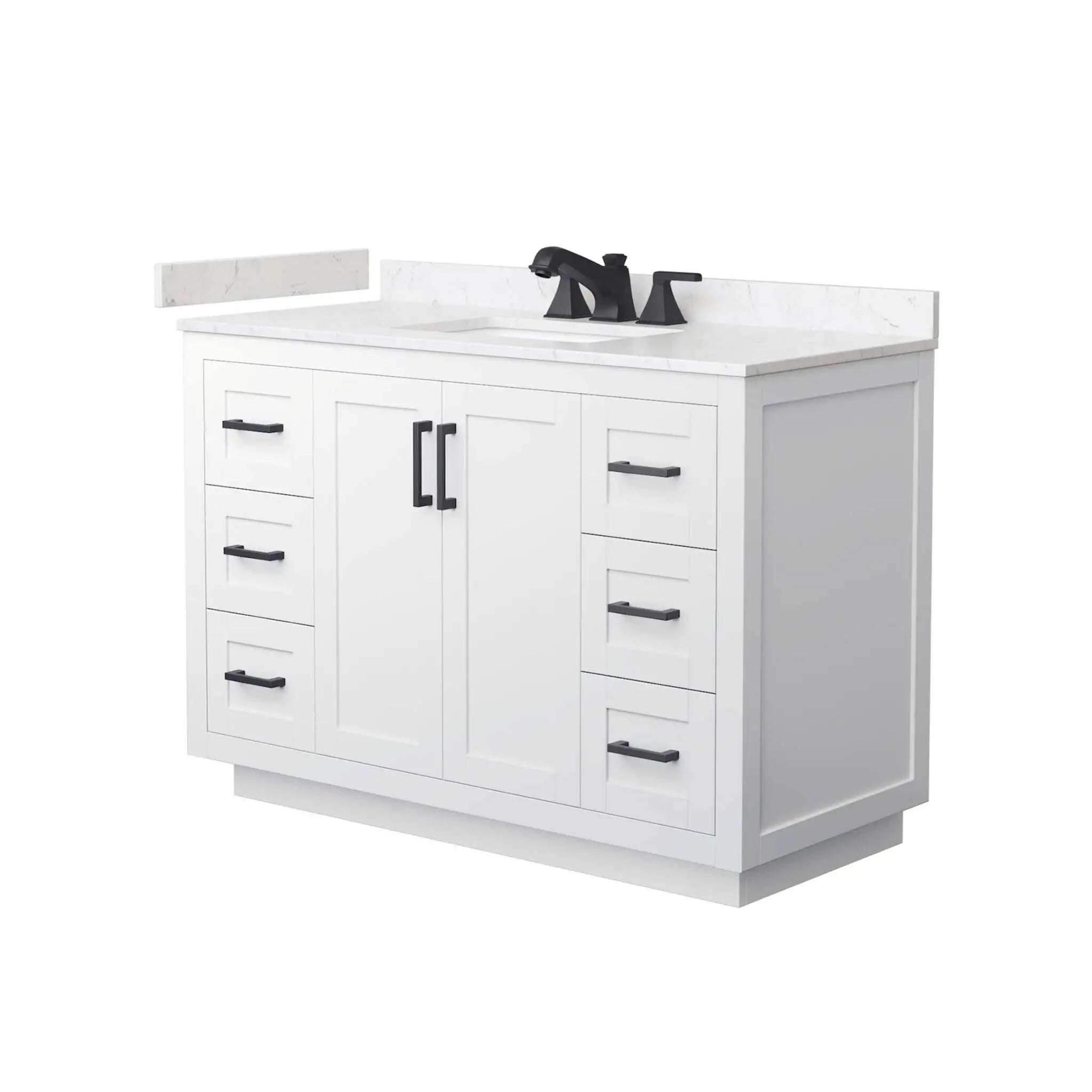 48" Miranda Single Bathroom Vanity in White with Matte Black Trim by Wyndham