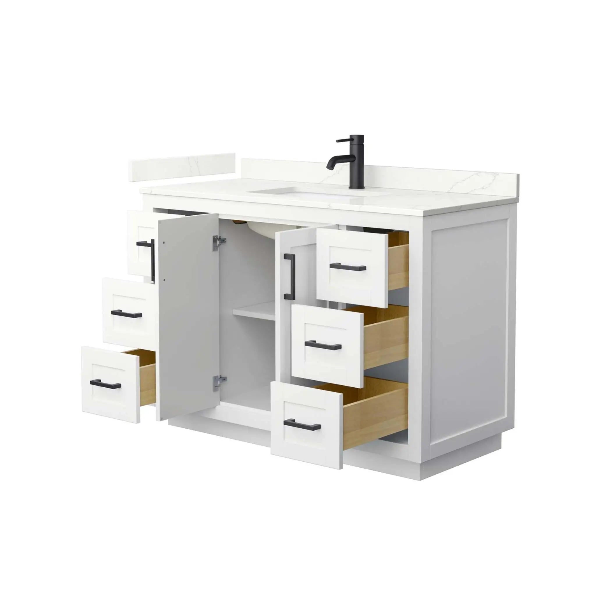48" Miranda Single Bathroom Vanity in White with Matte Black Trim by Wyndham
