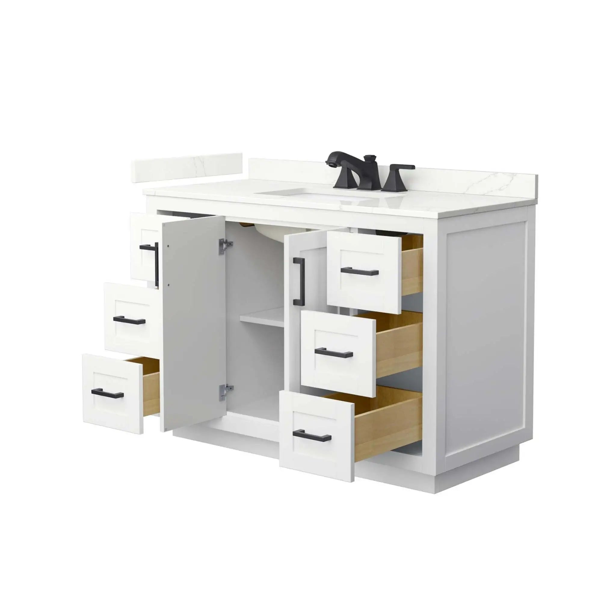 48" Miranda Single Bathroom Vanity in White with Matte Black Trim by Wyndham