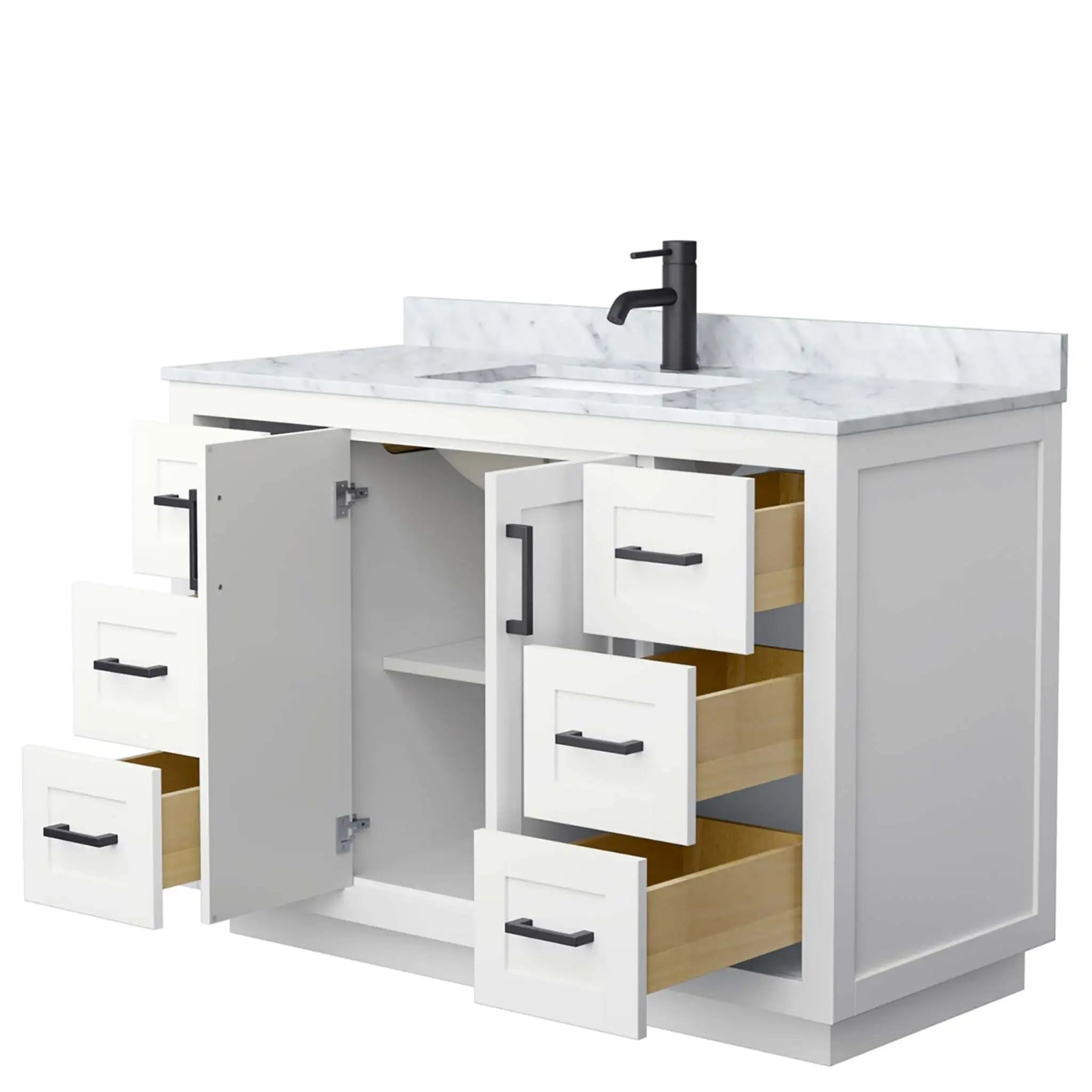 48" Miranda Single Bathroom Vanity in White with Matte Black Trim by Wyndham