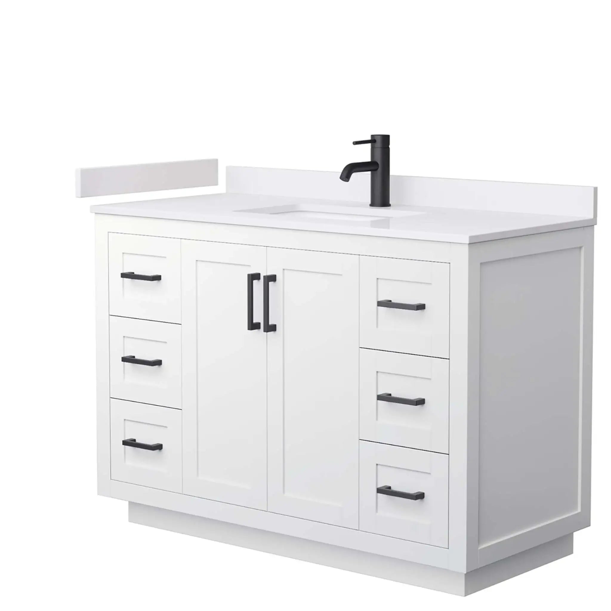48" Miranda Single Bathroom Vanity in White with Matte Black Trim by Wyndham
