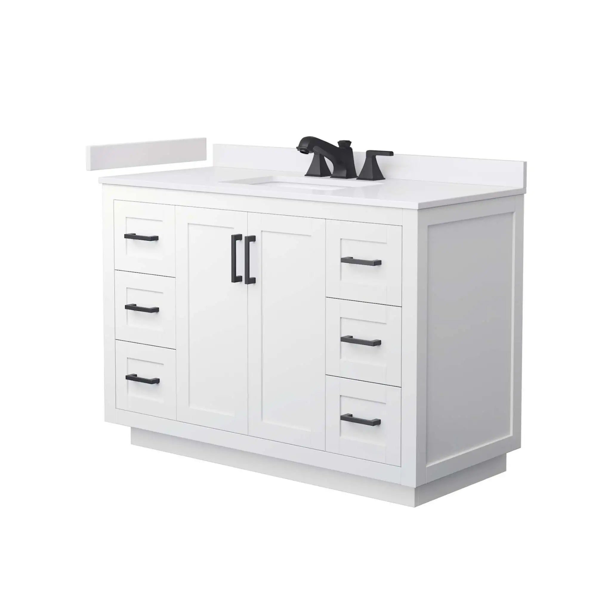 48" Miranda Single Bathroom Vanity in White with Matte Black Trim by Wyndham
