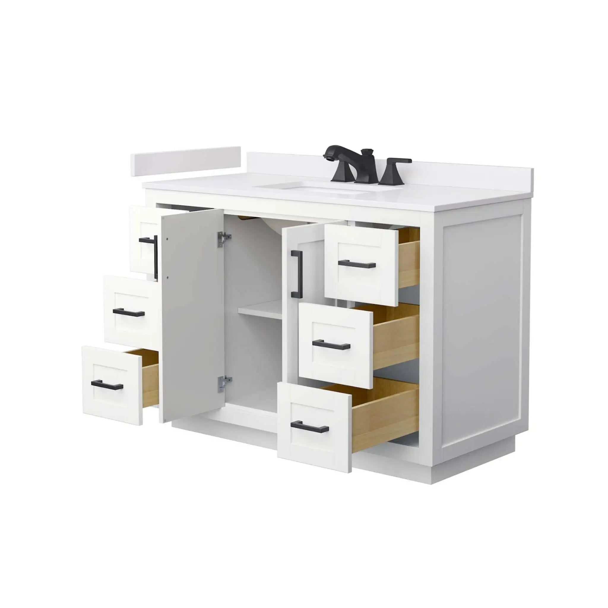 48" Miranda Single Bathroom Vanity in White with Matte Black Trim by Wyndham
