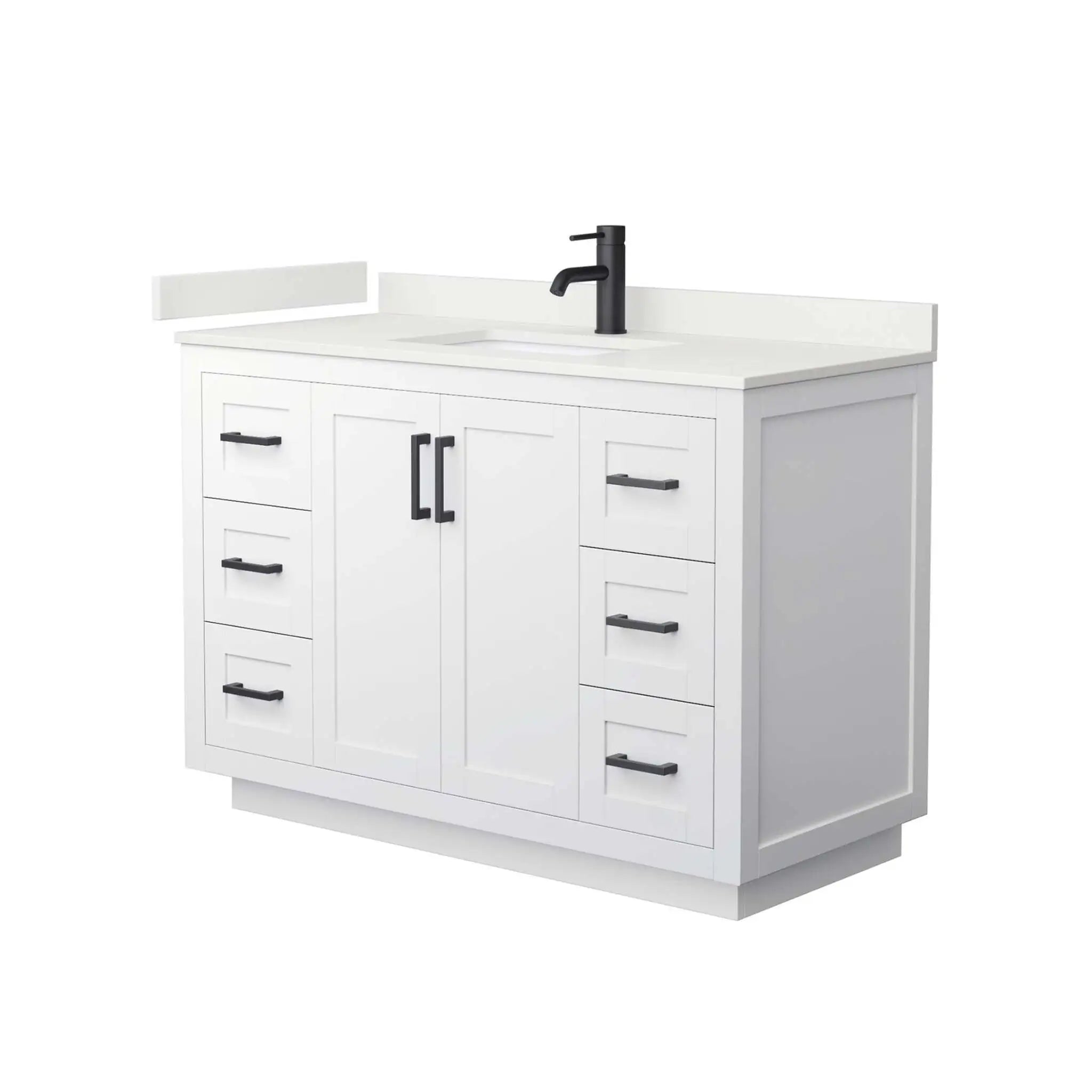 48" Miranda Single Bathroom Vanity in White with Matte Black Trim by Wyndham