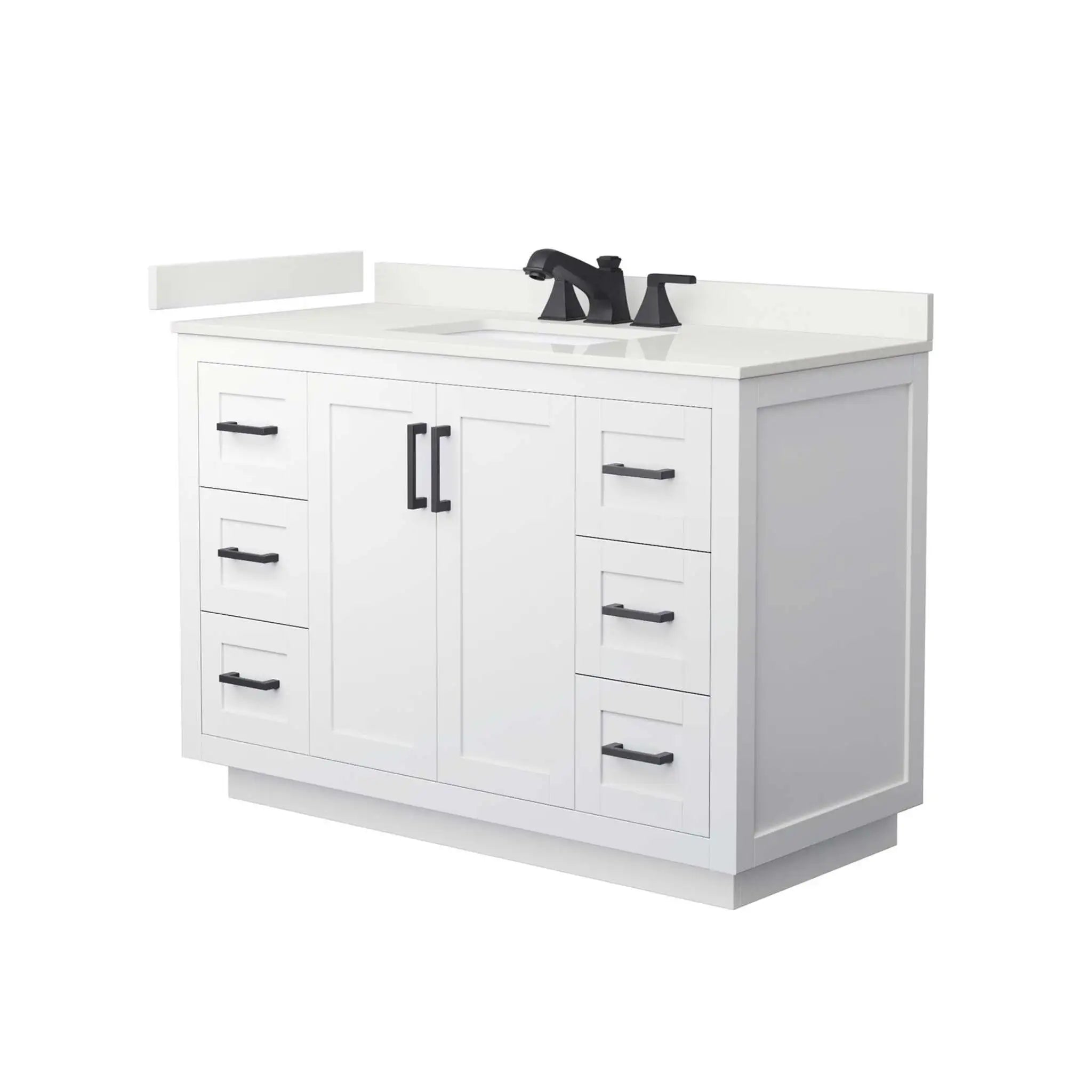 48" Miranda Single Bathroom Vanity in White with Matte Black Trim by Wyndham