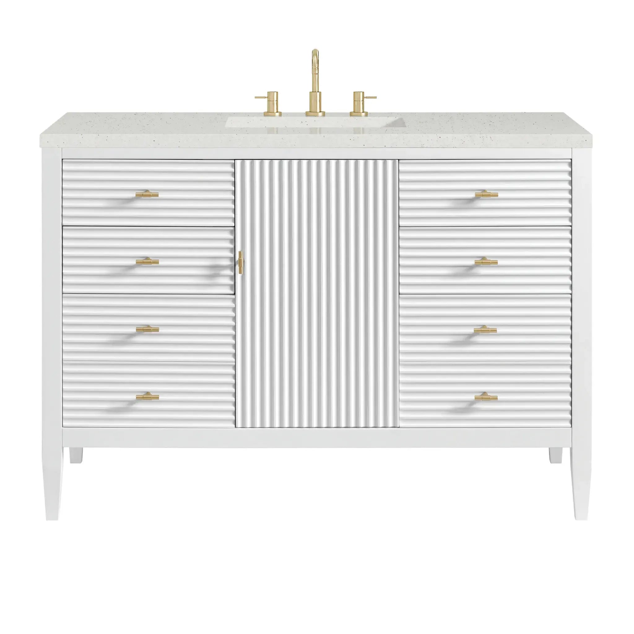 48" Myrrin Single Vanity in Bright White-Lime Delight Silestone-8" Widespread image