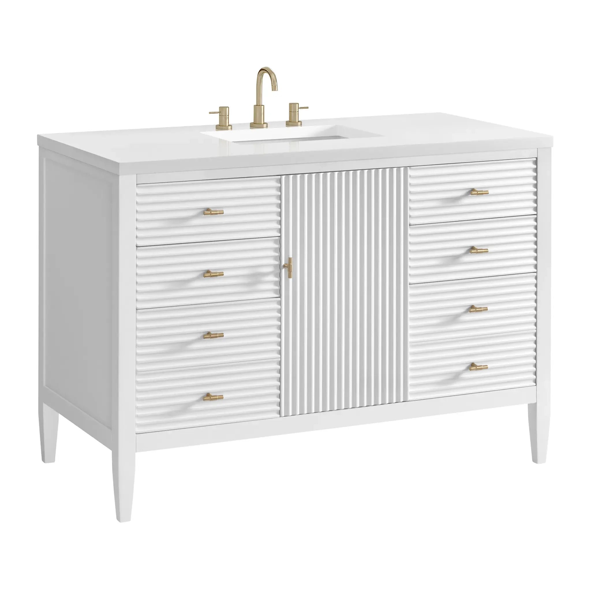 48" Myrrin Single Vanity in Bright White-White Zeus Silestone-8" Widespread image 11