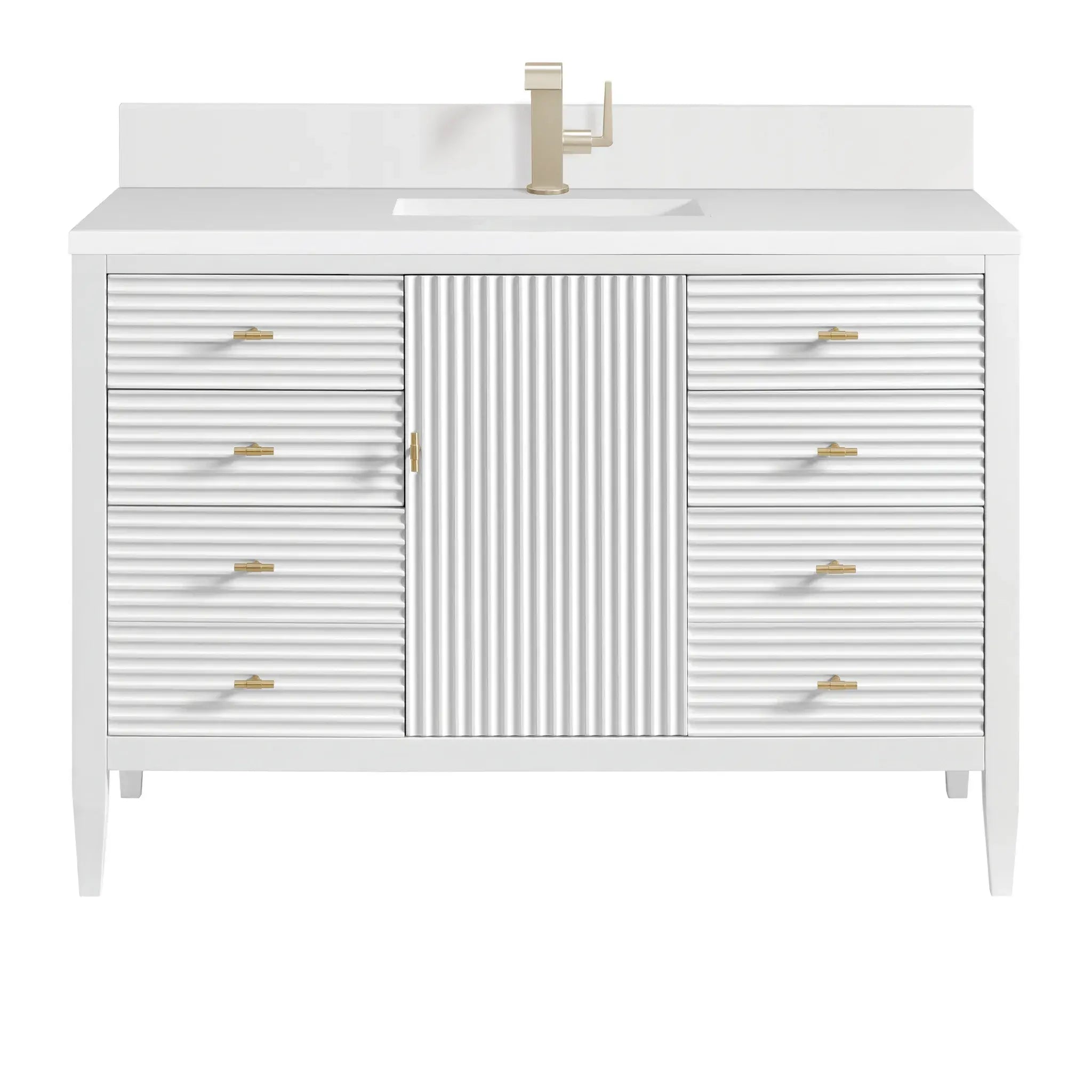 48" Myrrin Single Vanity in Bright White-White Zeus Silestone & Backsplash-Single Hole image