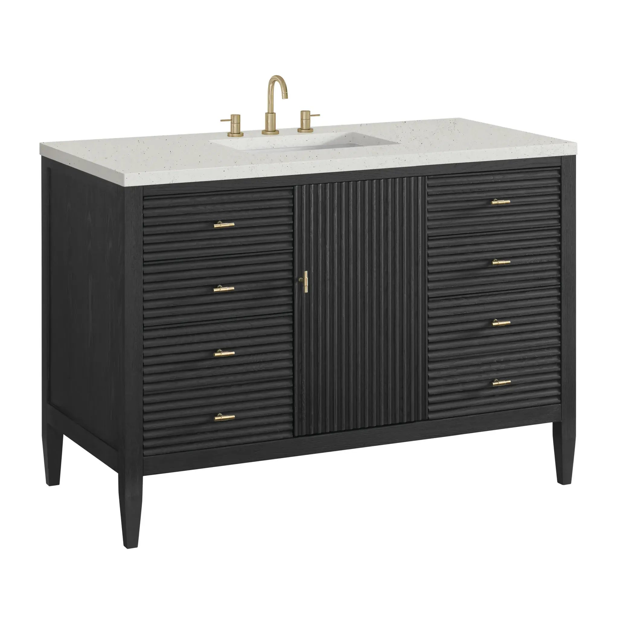 48" Myrrin Single Vanity in Carbon Oak-Lime Delight Silestone-8" Widespread image 9