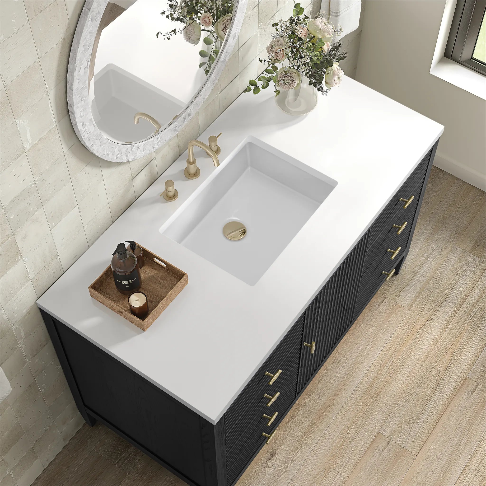 48" Myrrin Single Vanity in Carbon Oak w/FreePower Wireless Charger-Cabinet Only-Not Available image 4