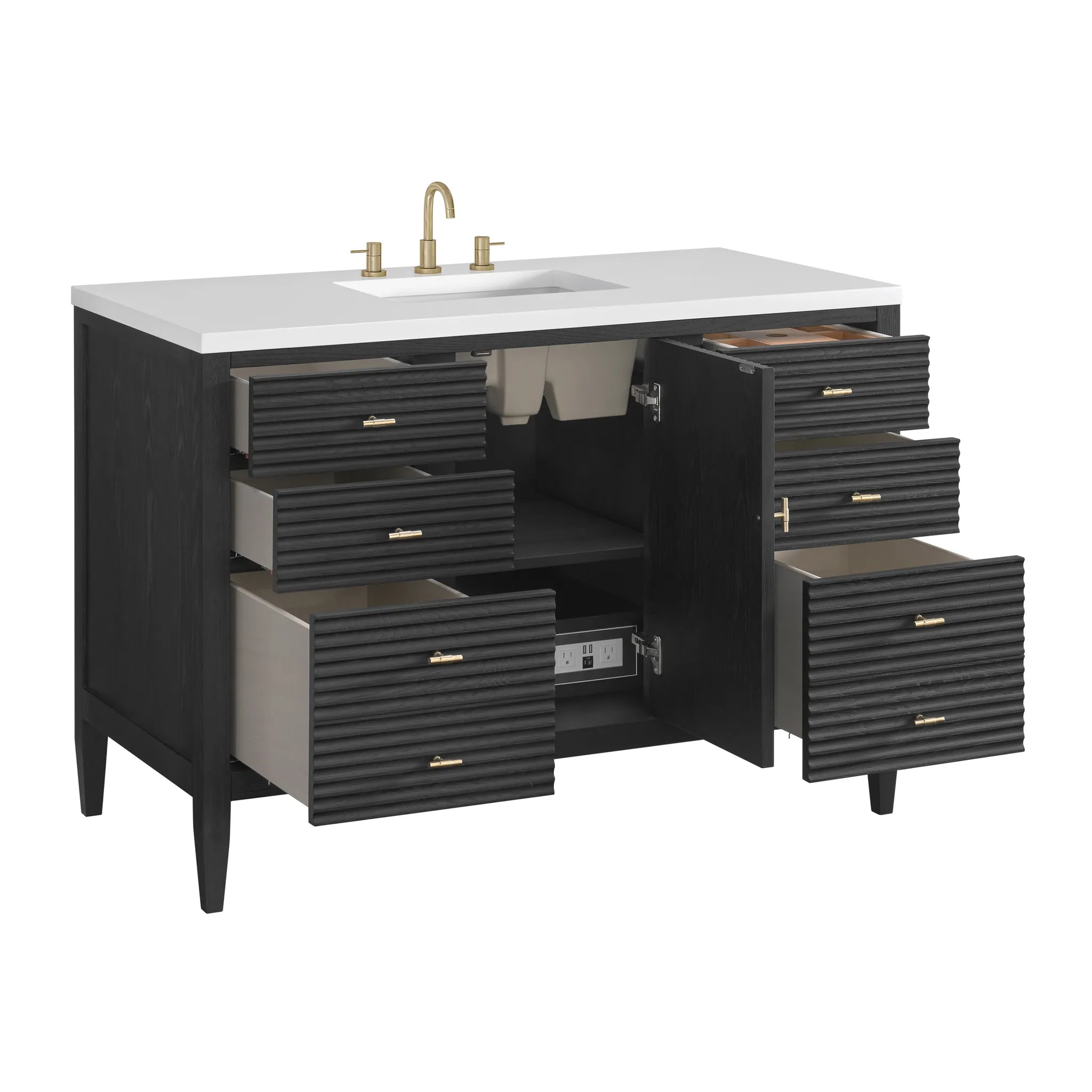 48" Myrrin Single Vanity in Carbon Oak w/FreePower Wireless Charger-Cabinet Only-Not Available image 7