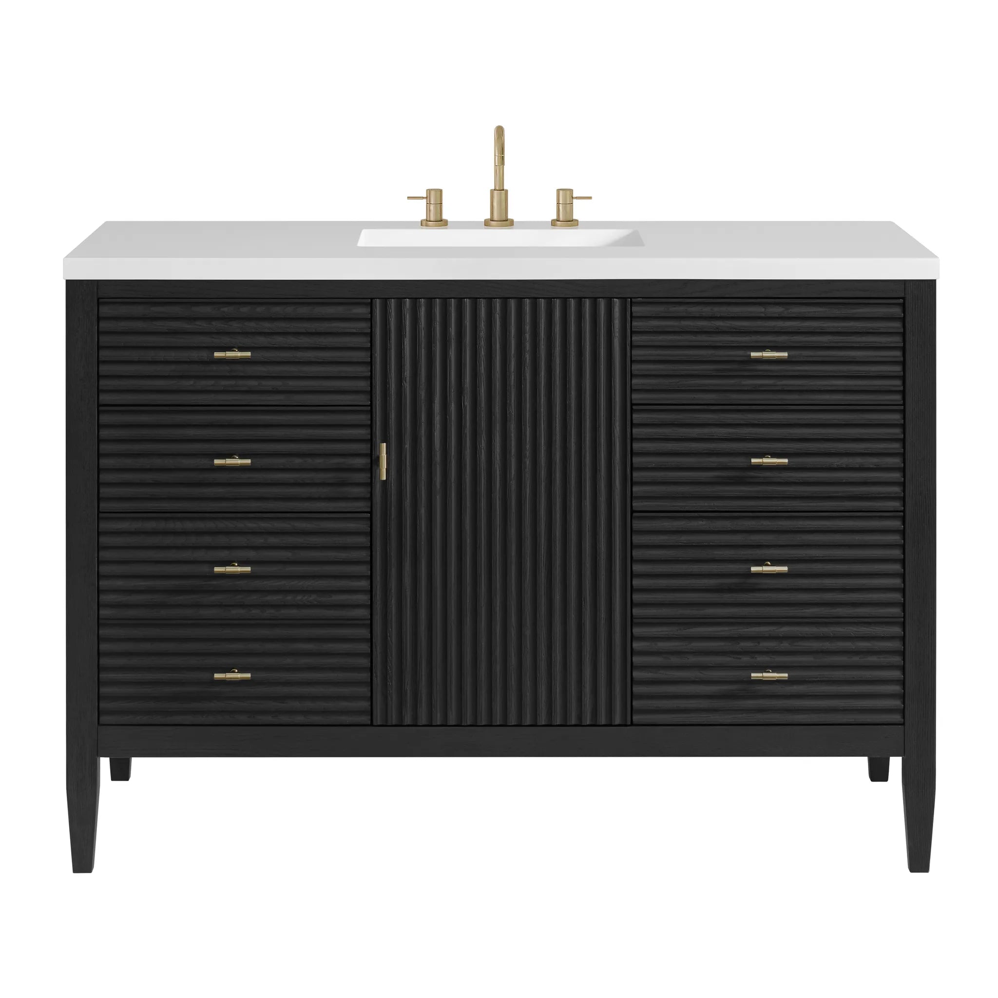 48" Myrrin Single Vanity in Carbon Oak by James Martin Vanities - AURA Modern Home