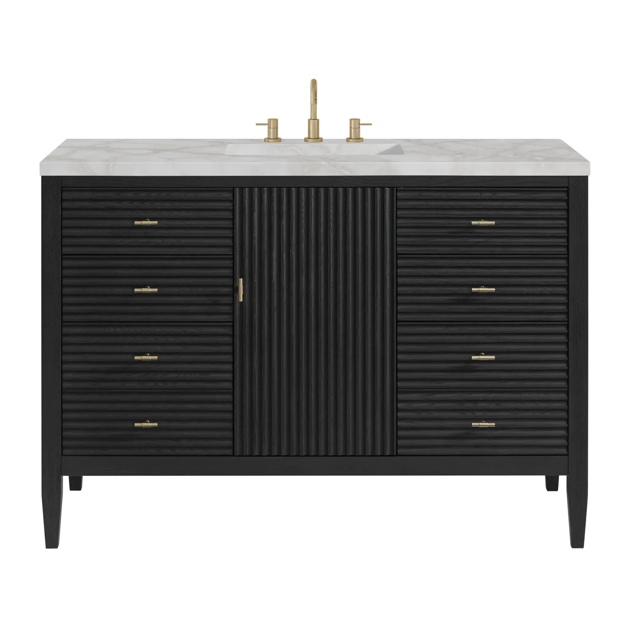 48" Myrrin Single Vanity in Carbon Oak by James Martin Vanities - AURA Modern Home