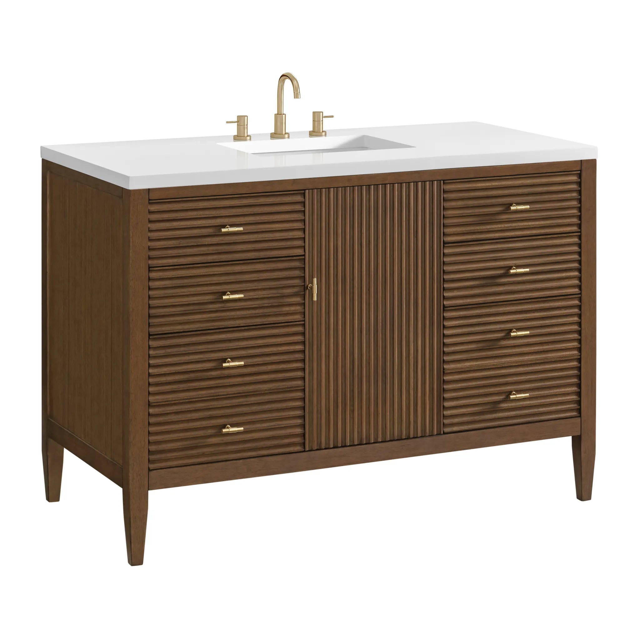 48" Myrrin Single Vanity in Mid Century Walnut w/FreePower Wireless Charger-Cabinet Only-Not Available image 11