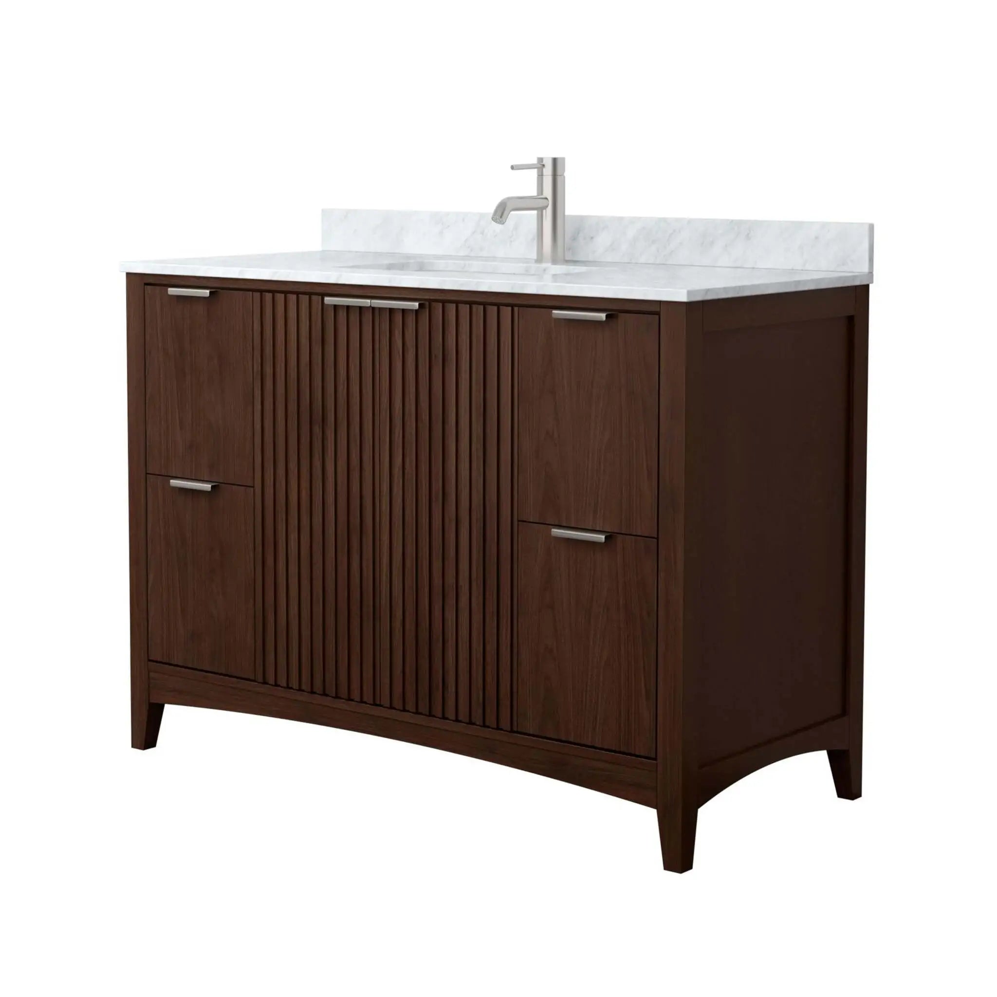 48" Palmilla Single Bathroom Vanity in Dark Walnut with Brushed Nickel Trim by Wyndham