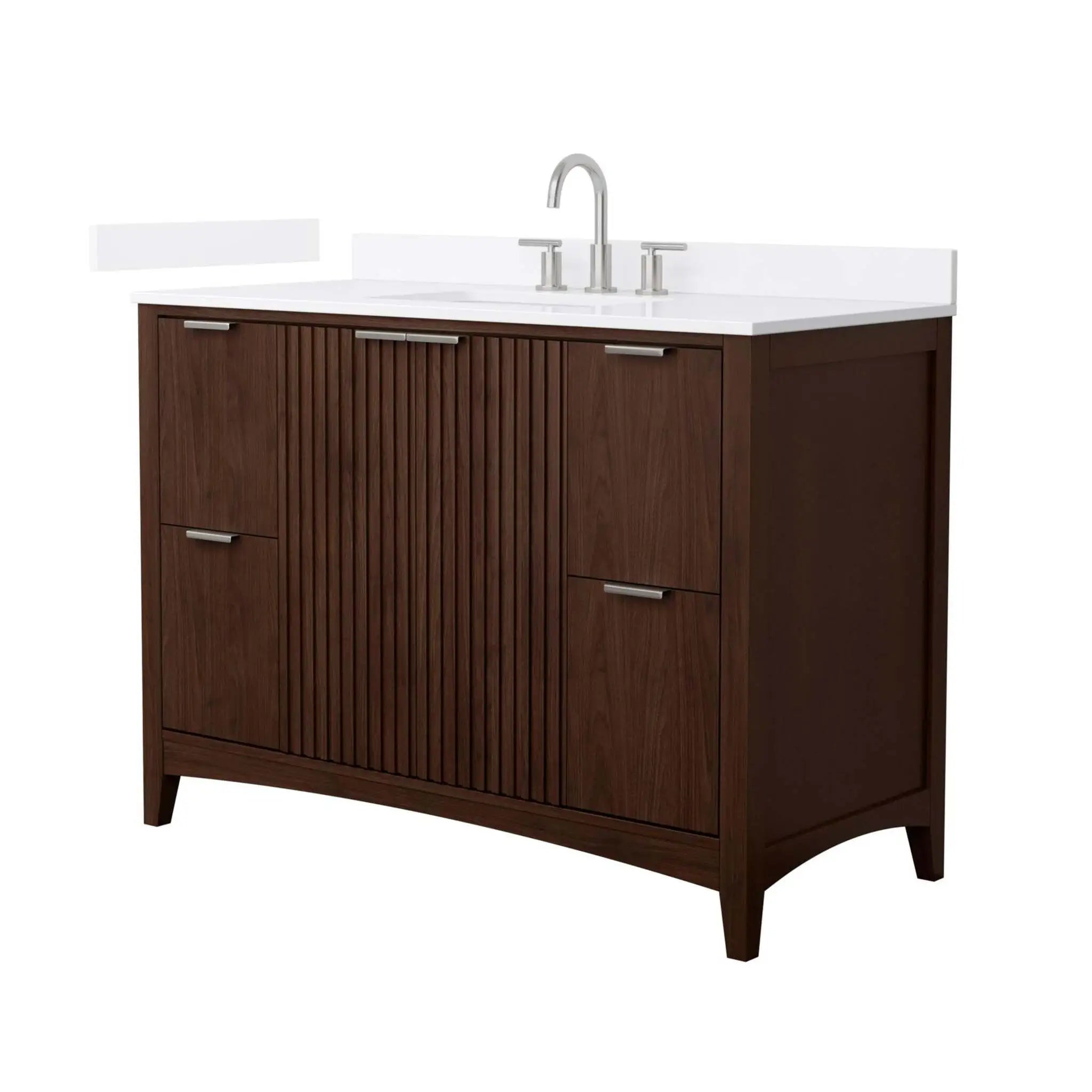 48" Palmilla Single Bathroom Vanity in Dark Walnut with Brushed Nickel Trim by Wyndham