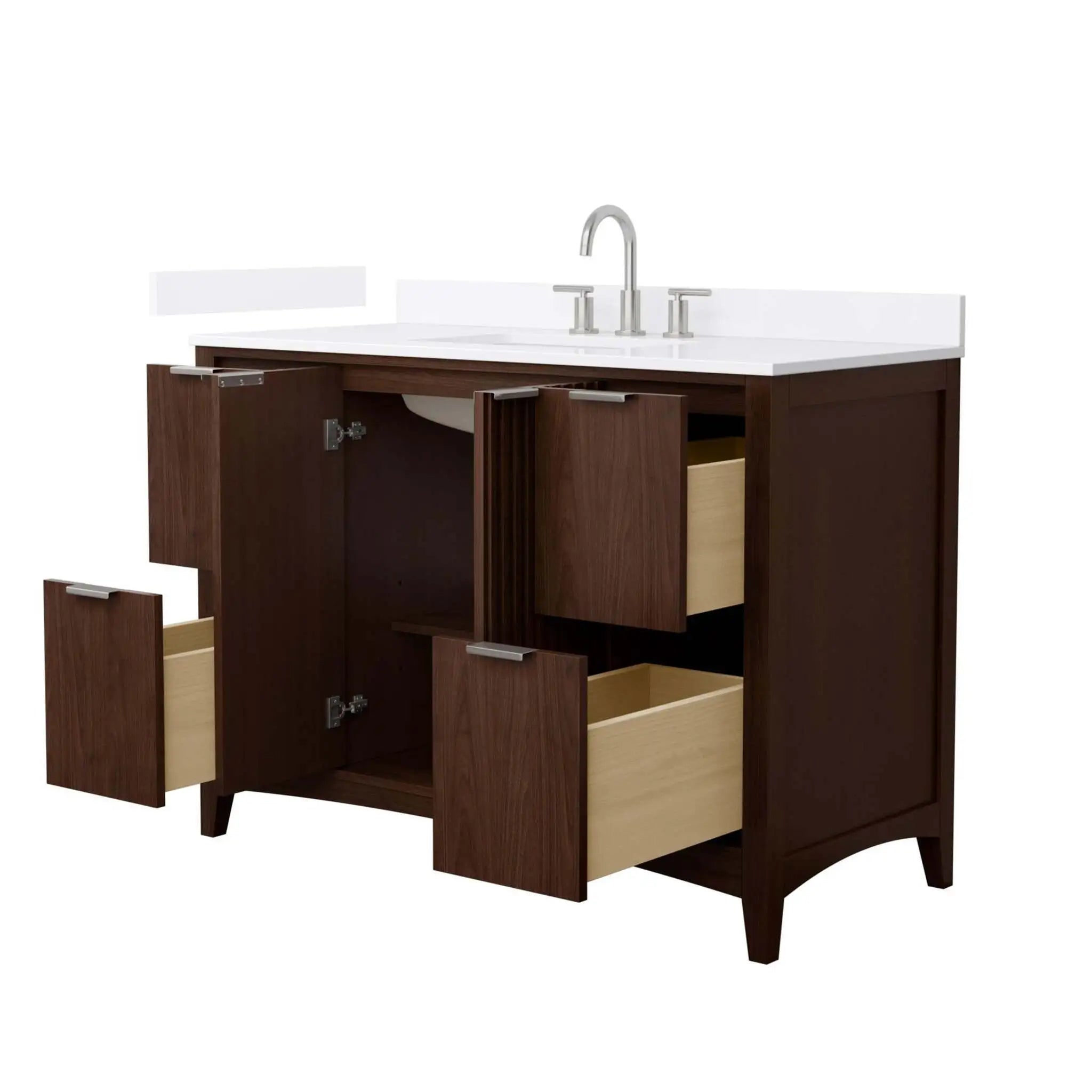 48" Palmilla Single Bathroom Vanity in Dark Walnut with Brushed Nickel Trim by Wyndham