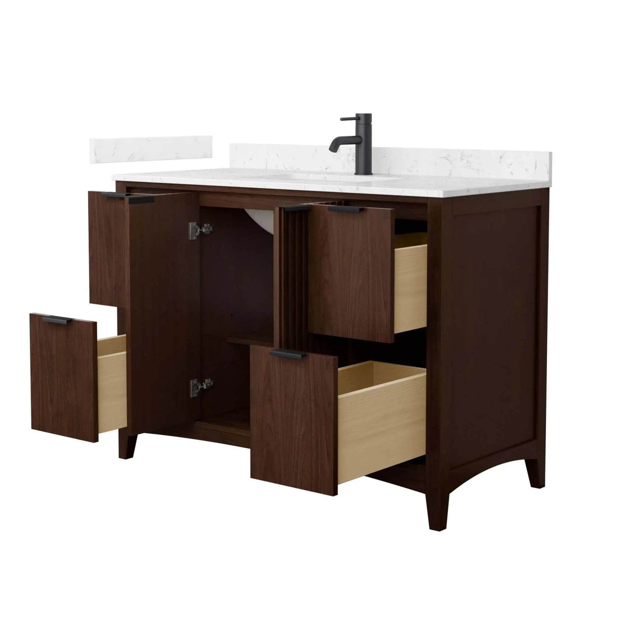 48" Palmilla Single Bathroom Vanity in Dark Walnut with Matte Black Trim by Wyndham