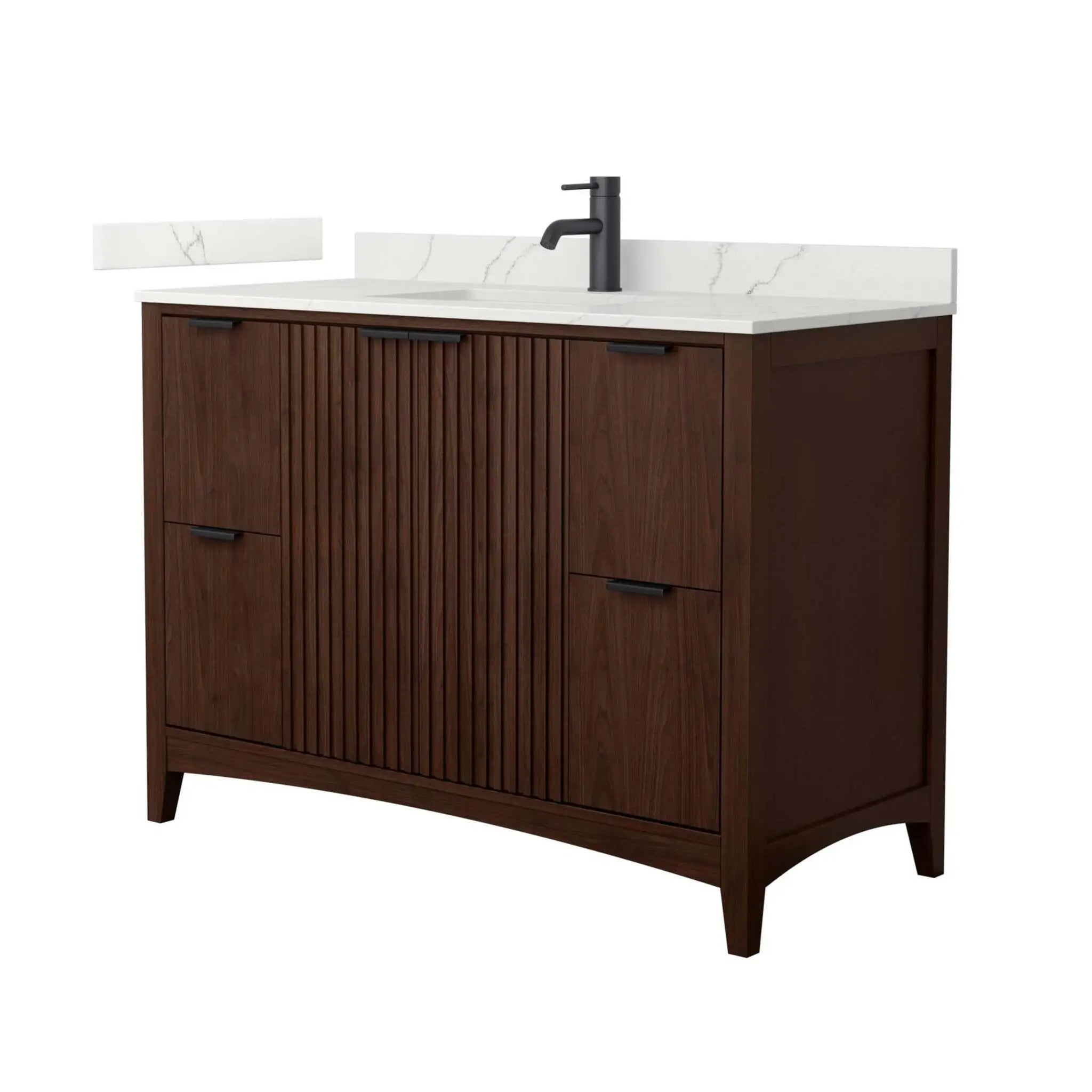 48" Palmilla Single Bathroom Vanity in Dark Walnut with Matte Black Trim by Wyndham