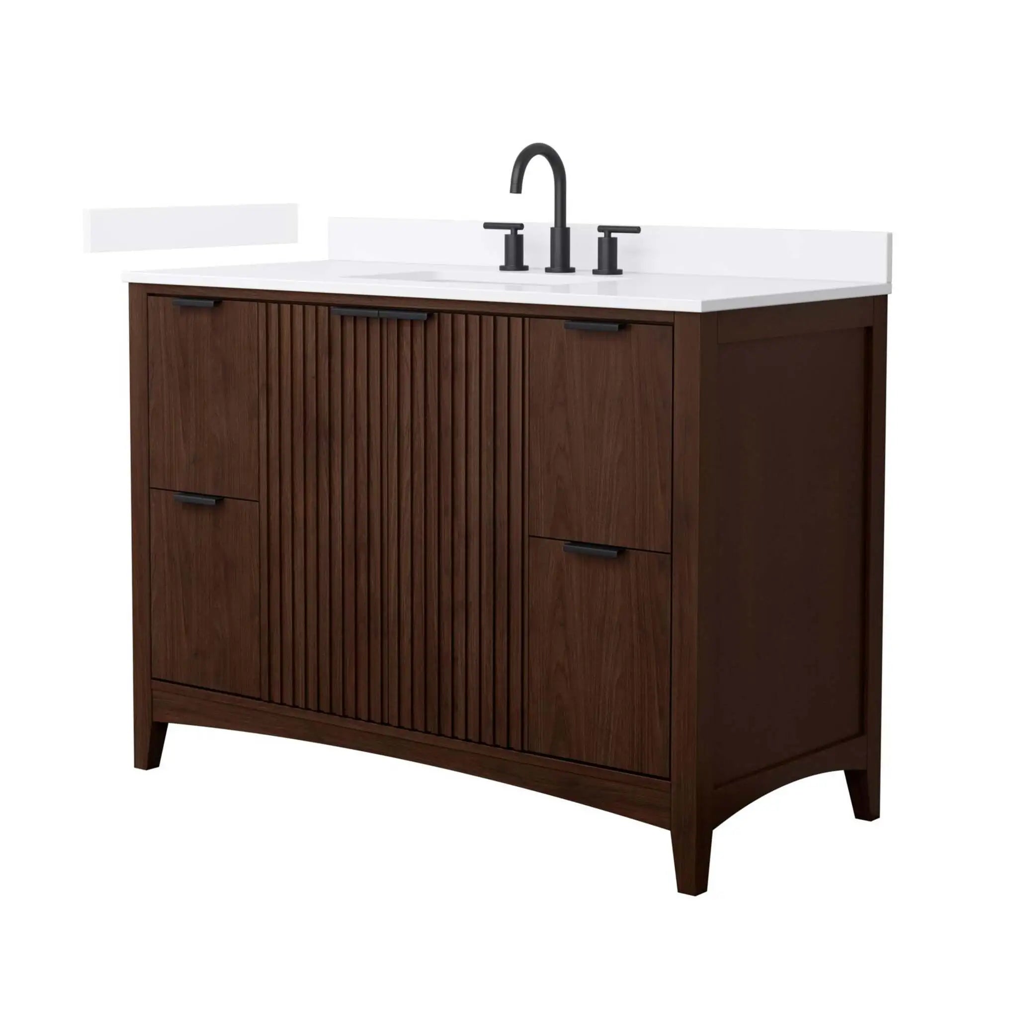 48" Palmilla Single Bathroom Vanity in Dark Walnut with Matte Black Trim by Wyndham