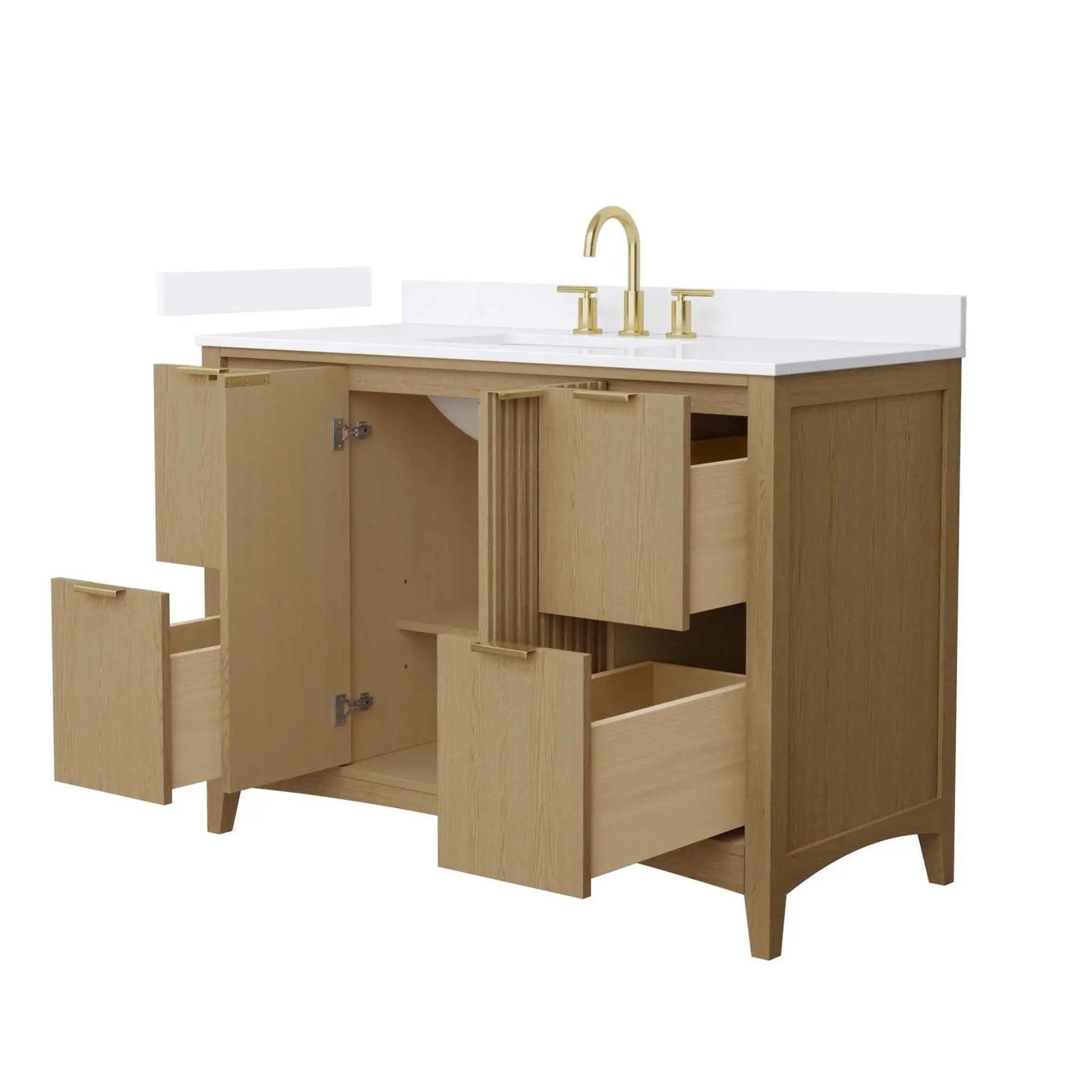 48" Palmilla Single Bathroom Vanity in Natural Oak with Brushed Gold Trim by Wyndham