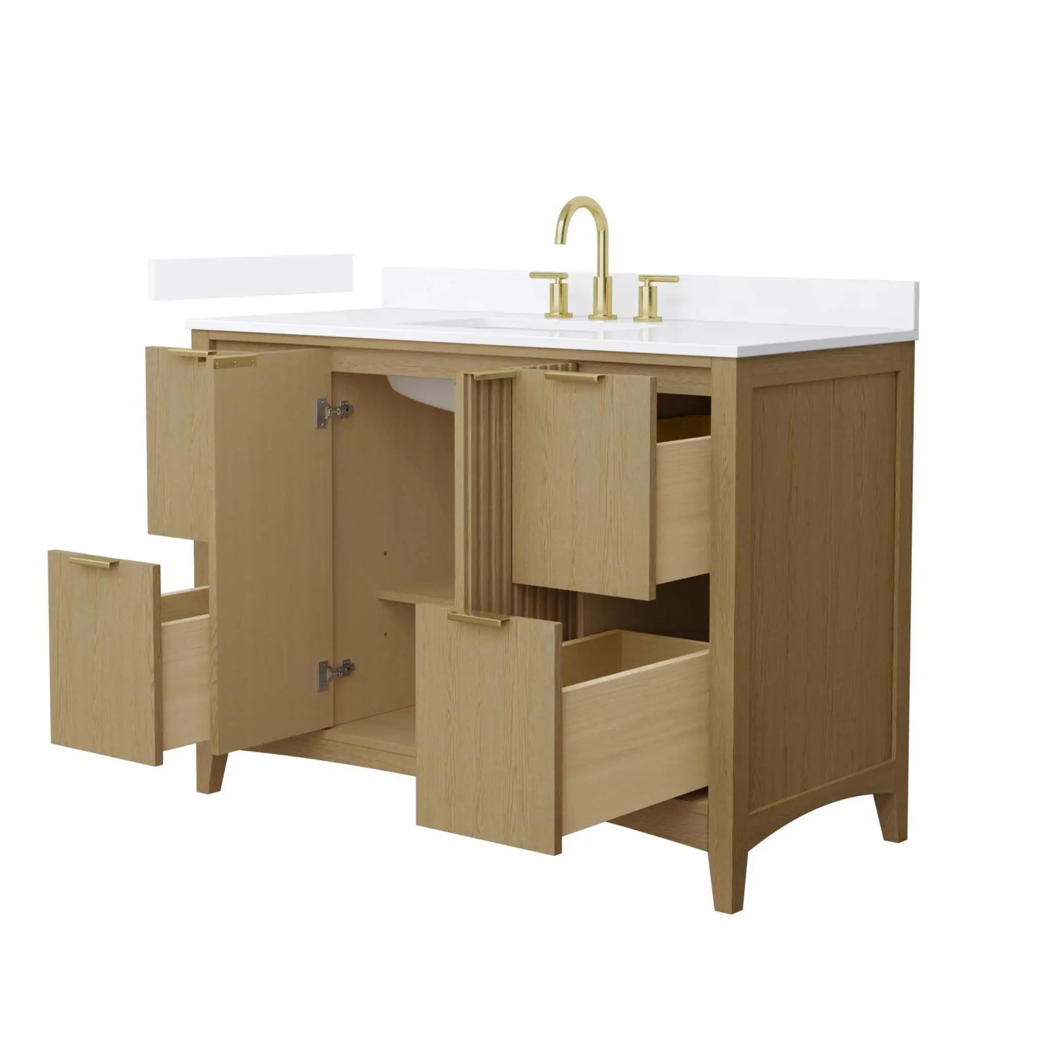 48" Palmilla Single Bathroom Vanity in Natural Oak with Brushed Gold Trim by Wyndham