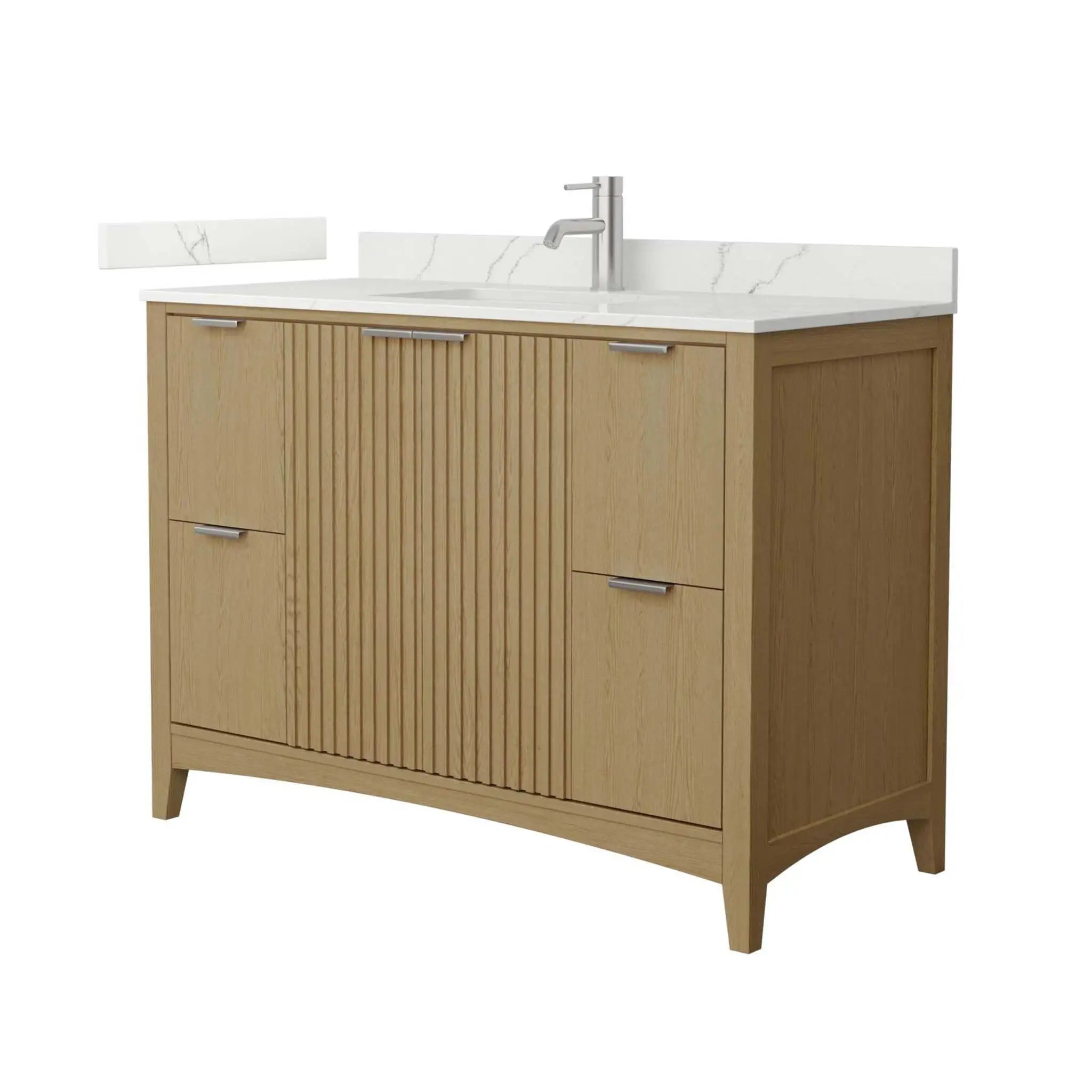 48" Palmilla Single Bathroom Vanity in Natural Oak with Brushed Nickel Trim by Wyndham