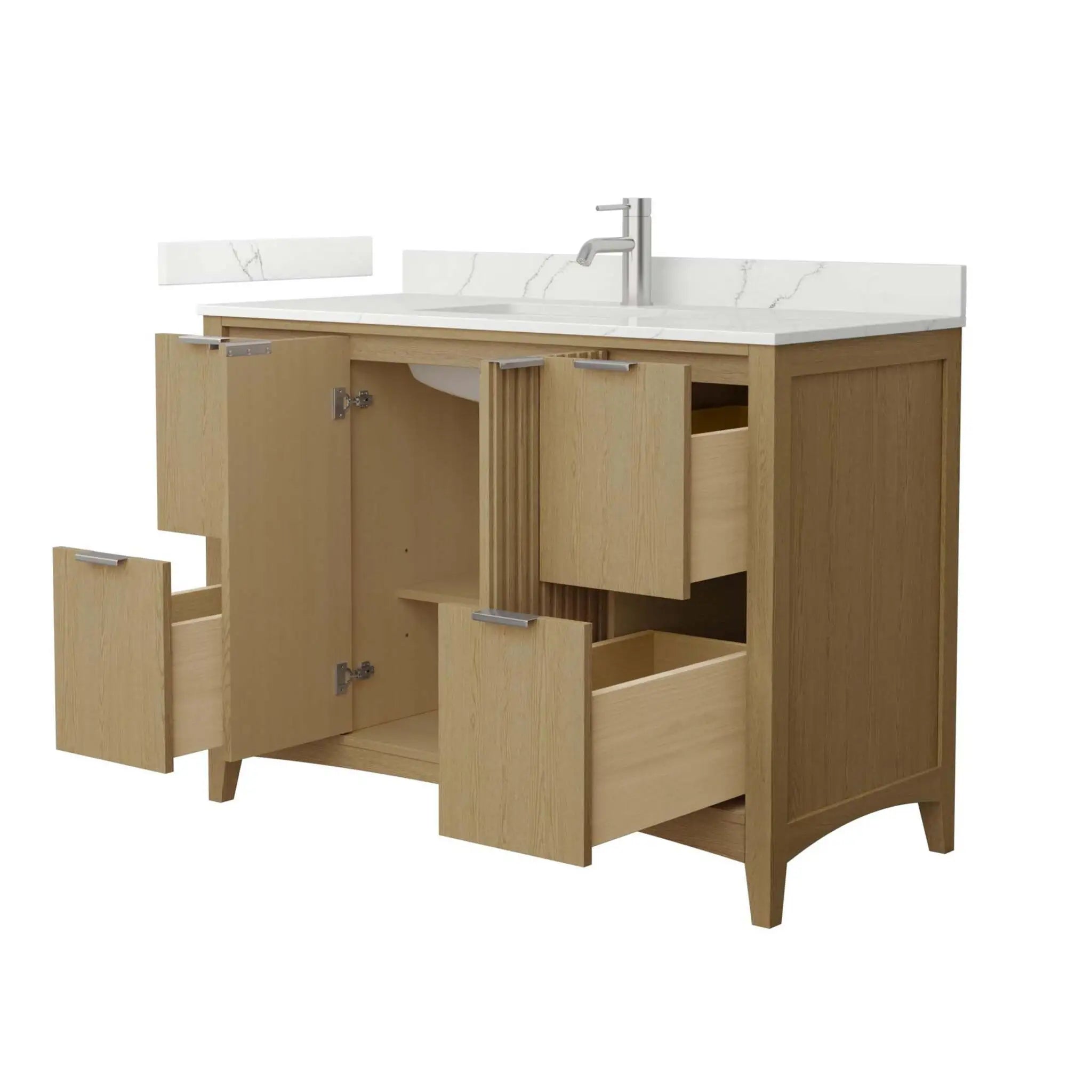 48" Palmilla Single Bathroom Vanity in Natural Oak with Brushed Nickel Trim by Wyndham