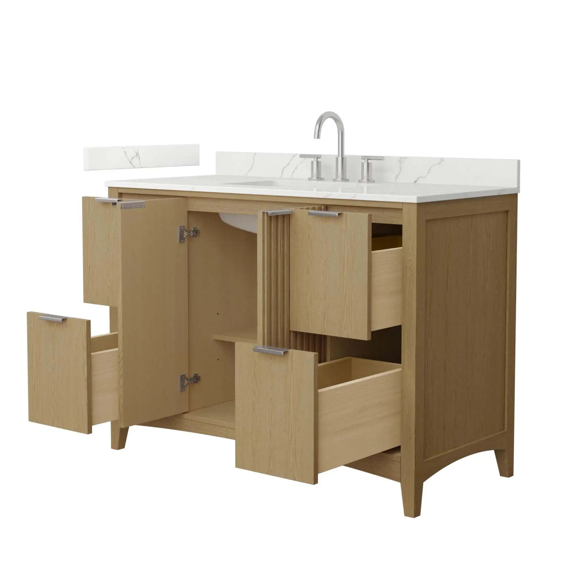 48" Palmilla Single Bathroom Vanity in Natural Oak with Brushed Nickel Trim by Wyndham