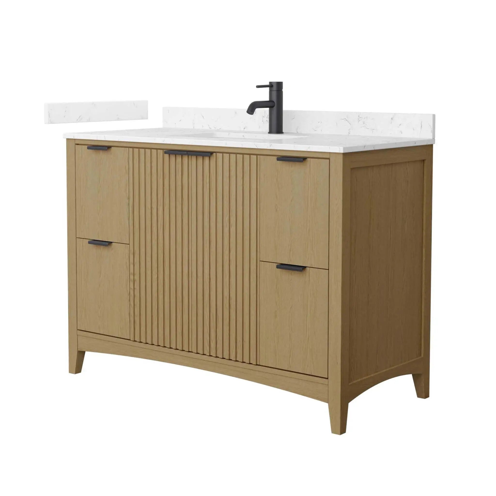 48" Palmilla Single Bathroom Vanity in Natural Oak with Matte Black Trim by Wyndham