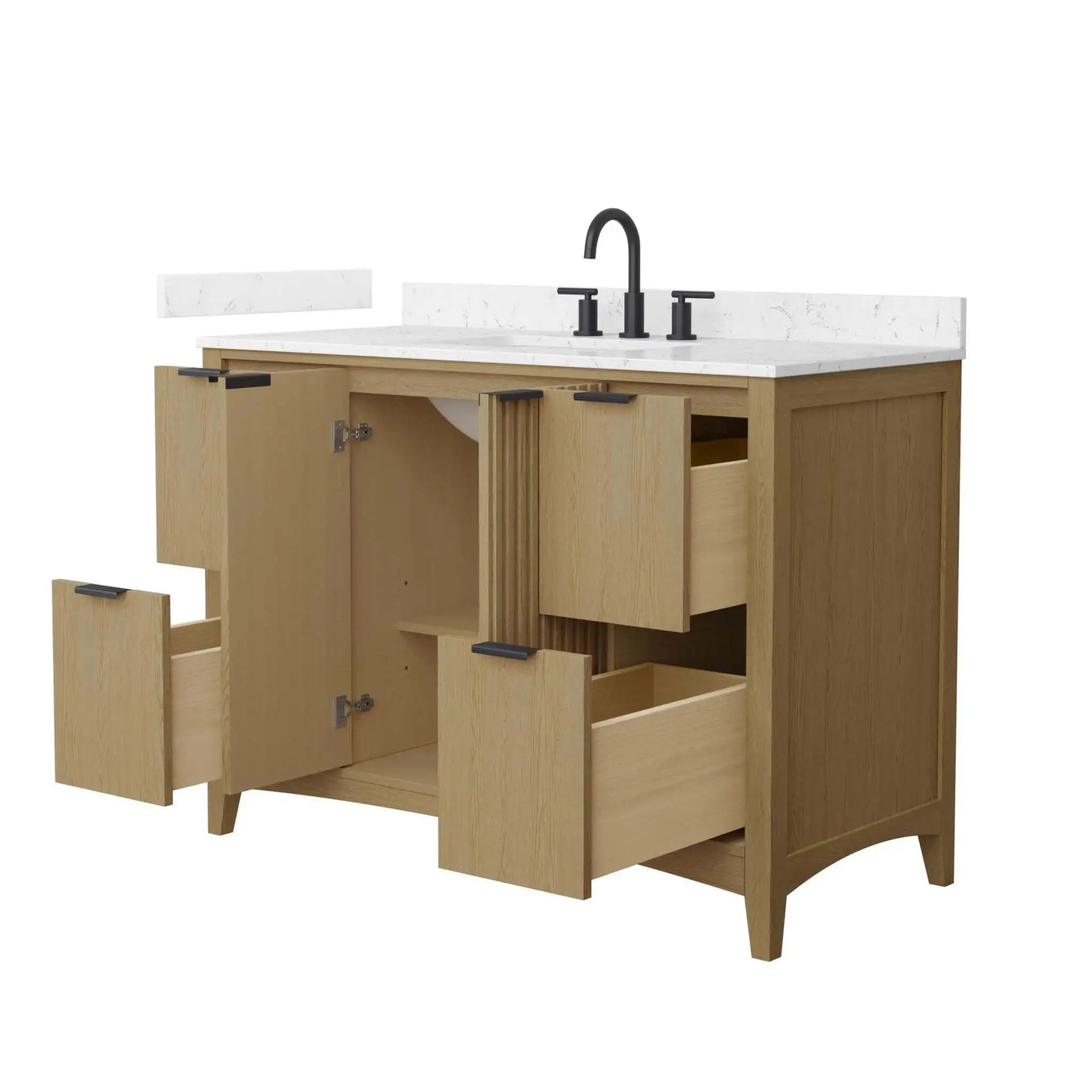 48" Palmilla Single Bathroom Vanity in Natural Oak with Matte Black Trim by Wyndham