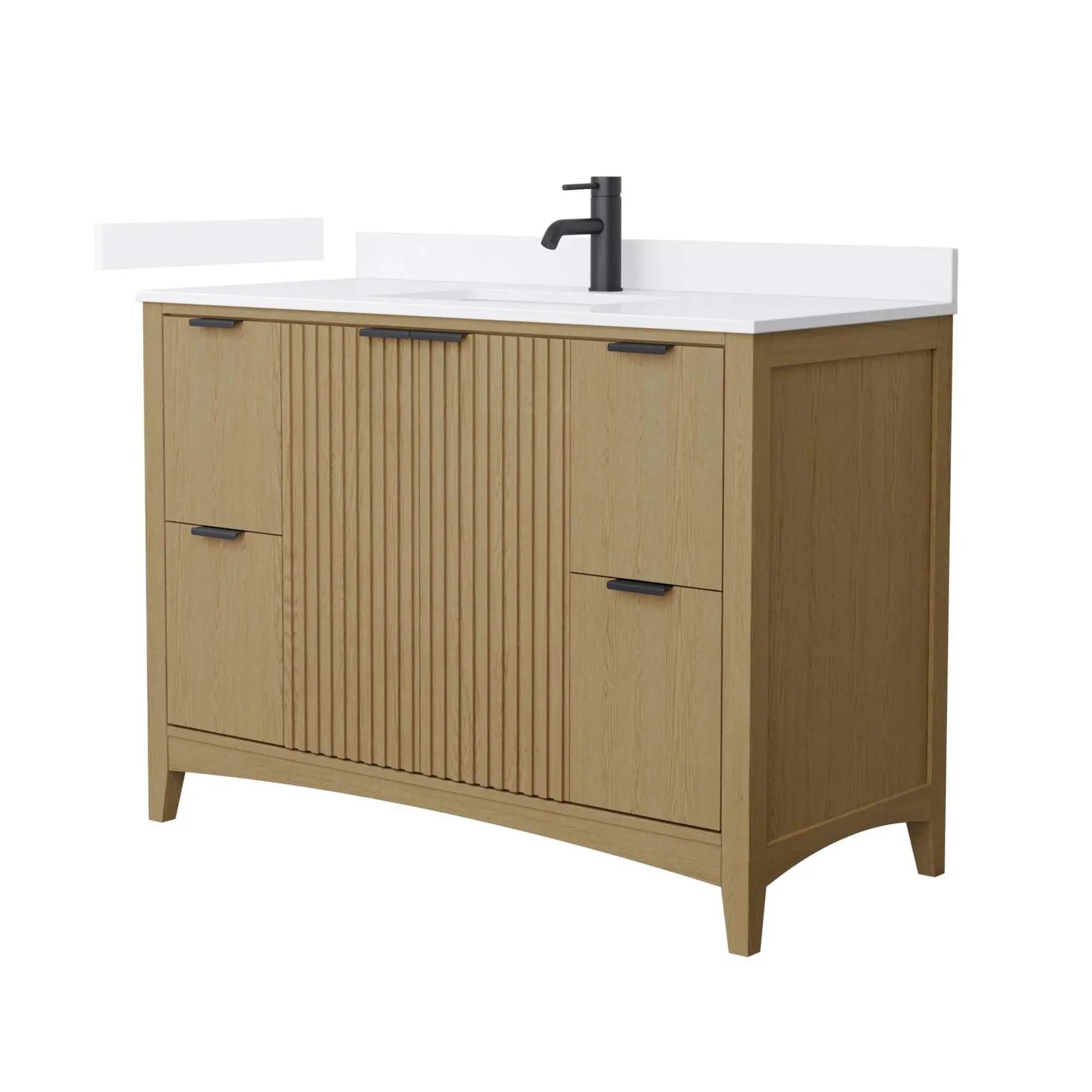 48" Palmilla Single Bathroom Vanity in Natural Oak with Matte Black Trim by Wyndham
