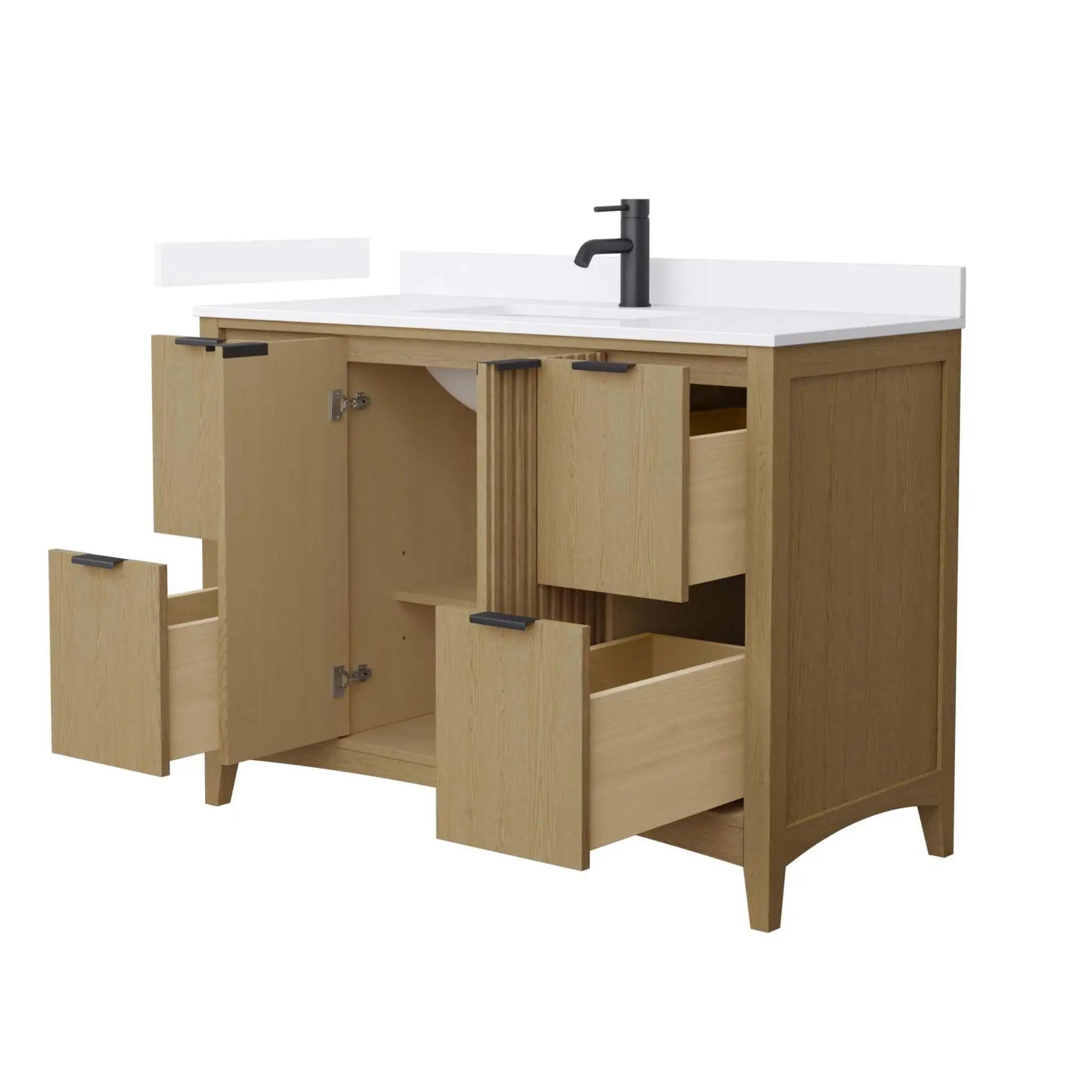 48" Palmilla Single Bathroom Vanity in Natural Oak with Matte Black Trim by Wyndham