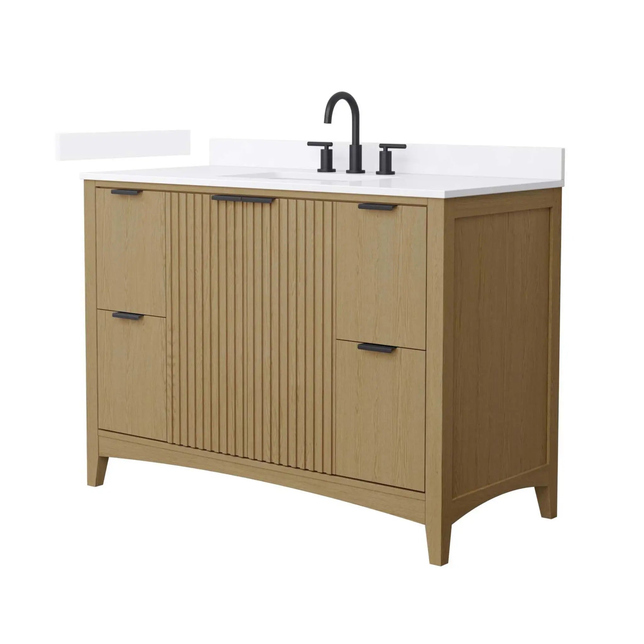 48" Palmilla Single Bathroom Vanity in Natural Oak with Matte Black Trim by Wyndham