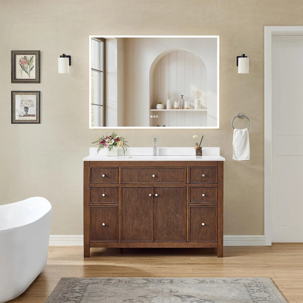 48" Pendry Single Bathroom Vanity Dark Walnut Brushed Nickel Trim by wyndham View 6