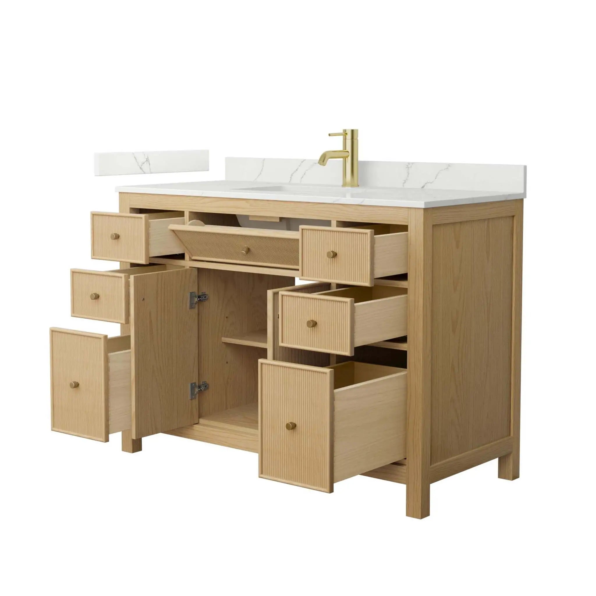 48" Pendry Single Bathroom Vanity in Tanned Oak with Brushed Gold Trim by Wyndham
