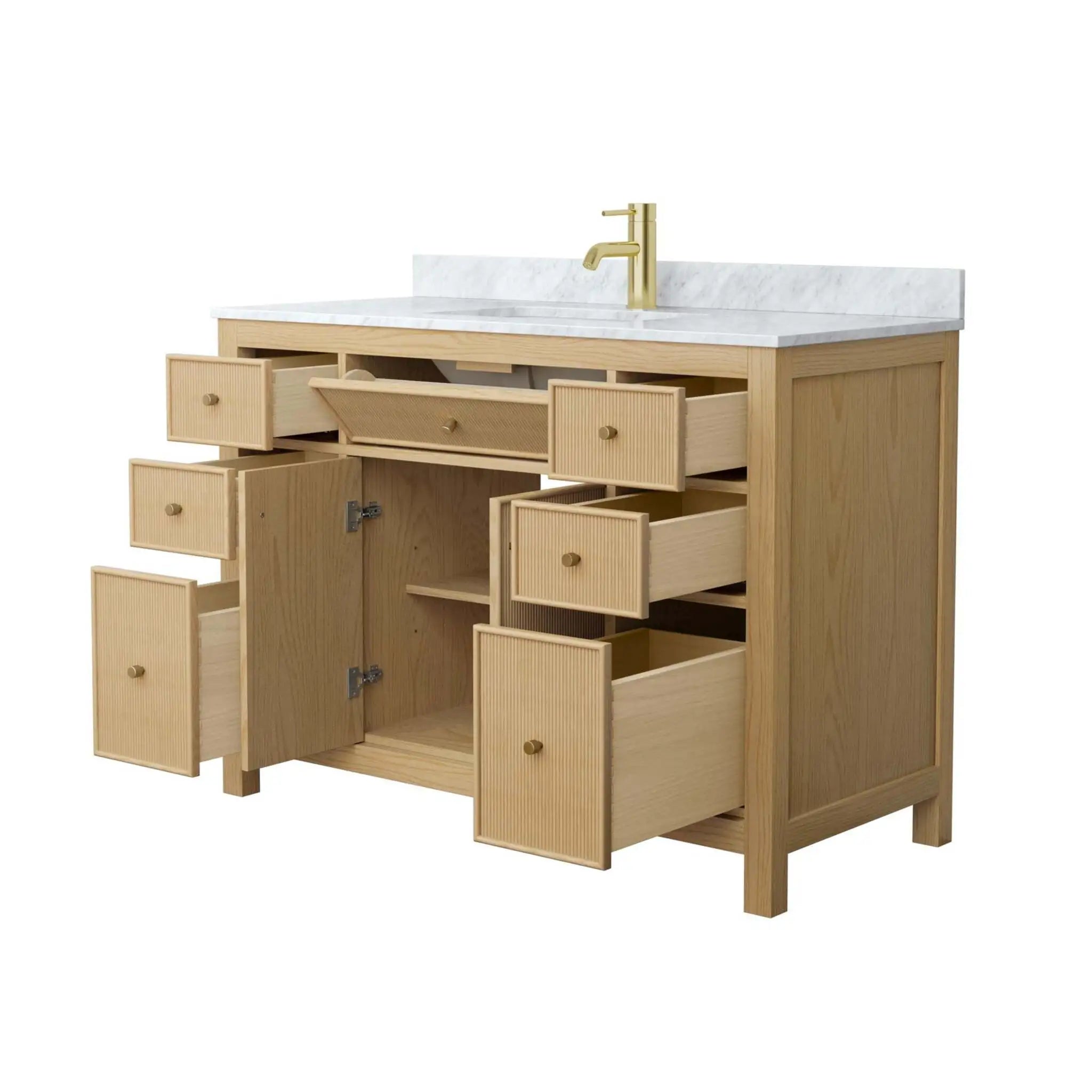 48" Pendry Single Bathroom Vanity in Tanned Oak with Brushed Gold Trim by Wyndham