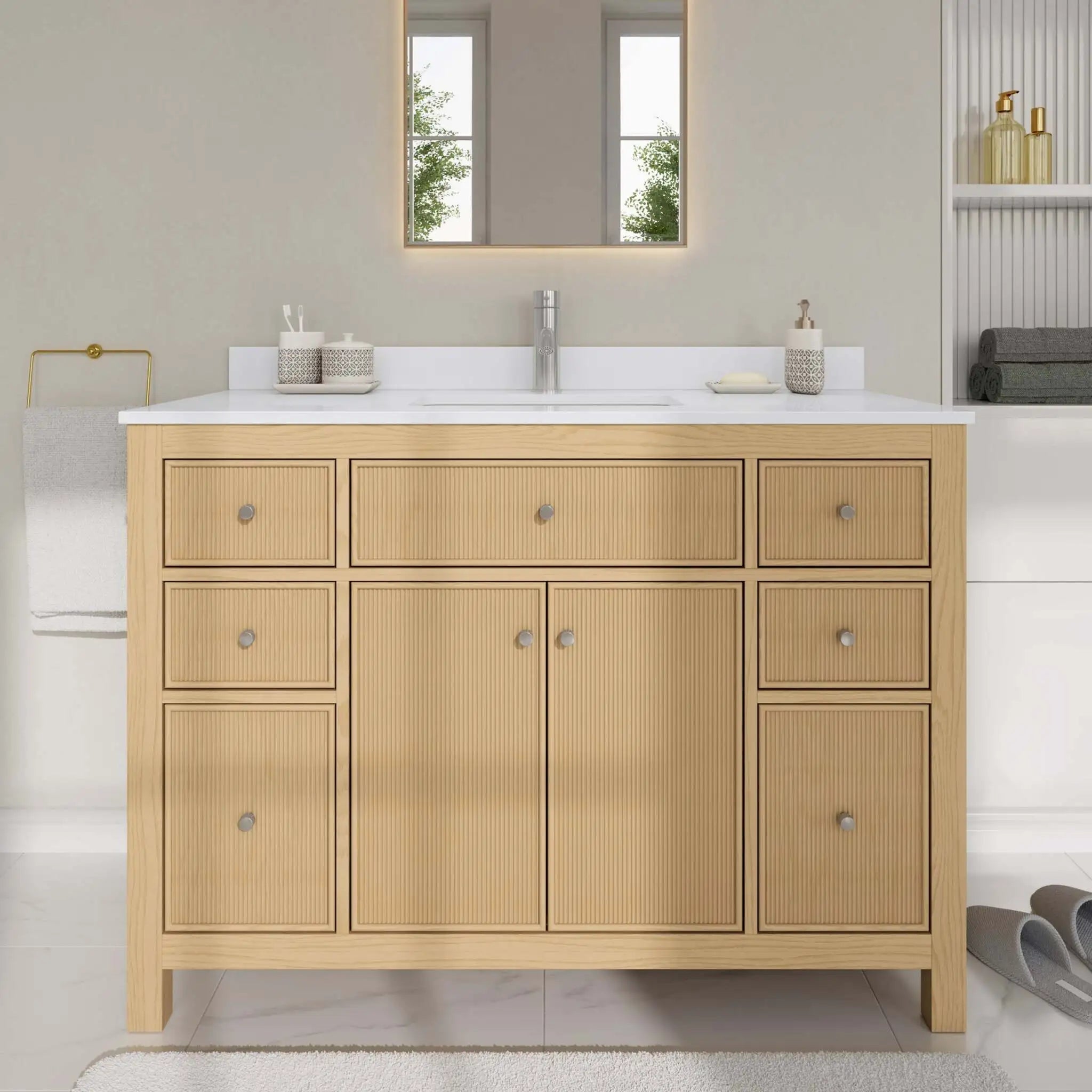 48" Pendry Single Bathroom Vanity in Tanned Oak with Brushed Nickel Trim by Wyndham