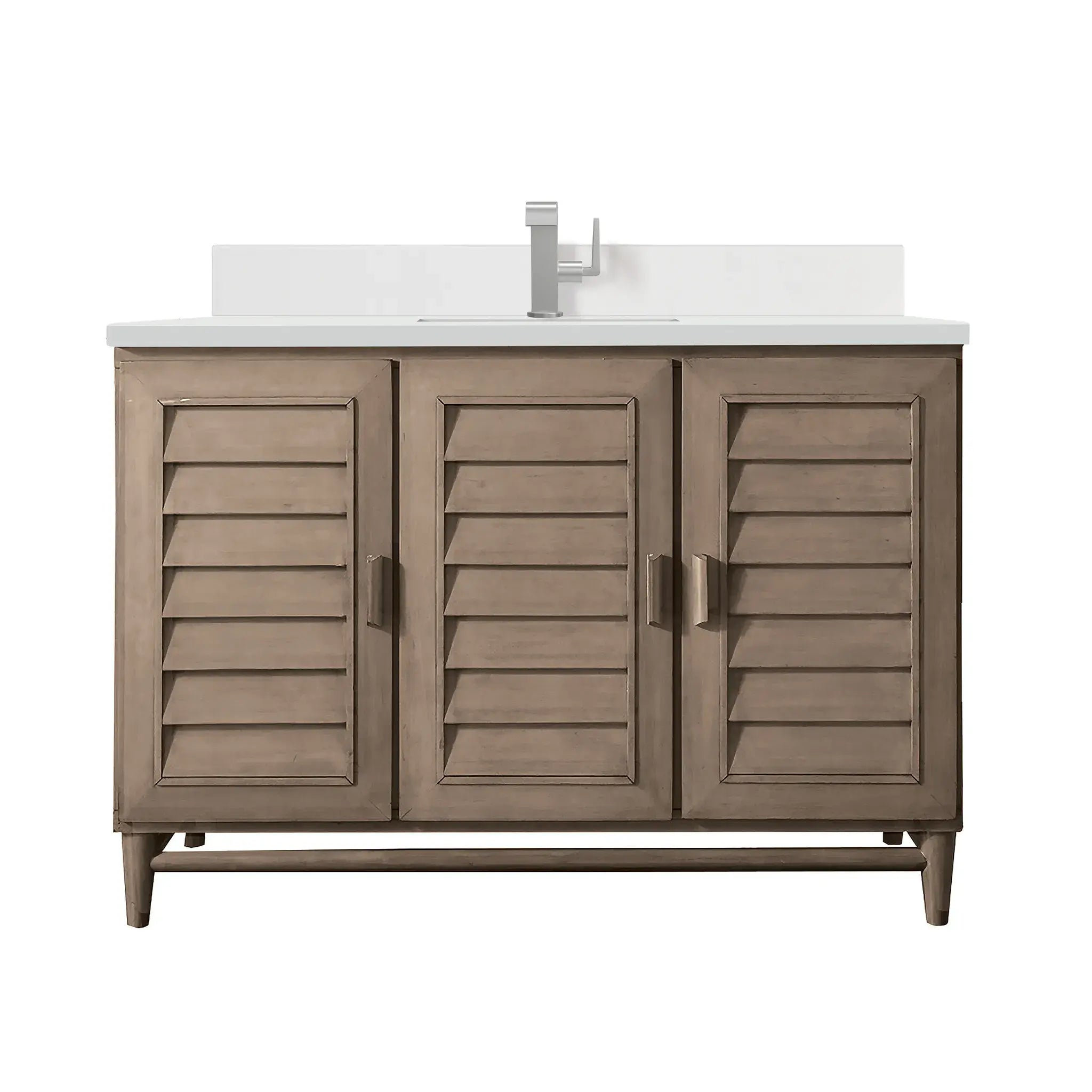 48" Portland Single Vanity in Whitewashed Walnut-White Zeus Silestone & Backsplash-Single Hole image