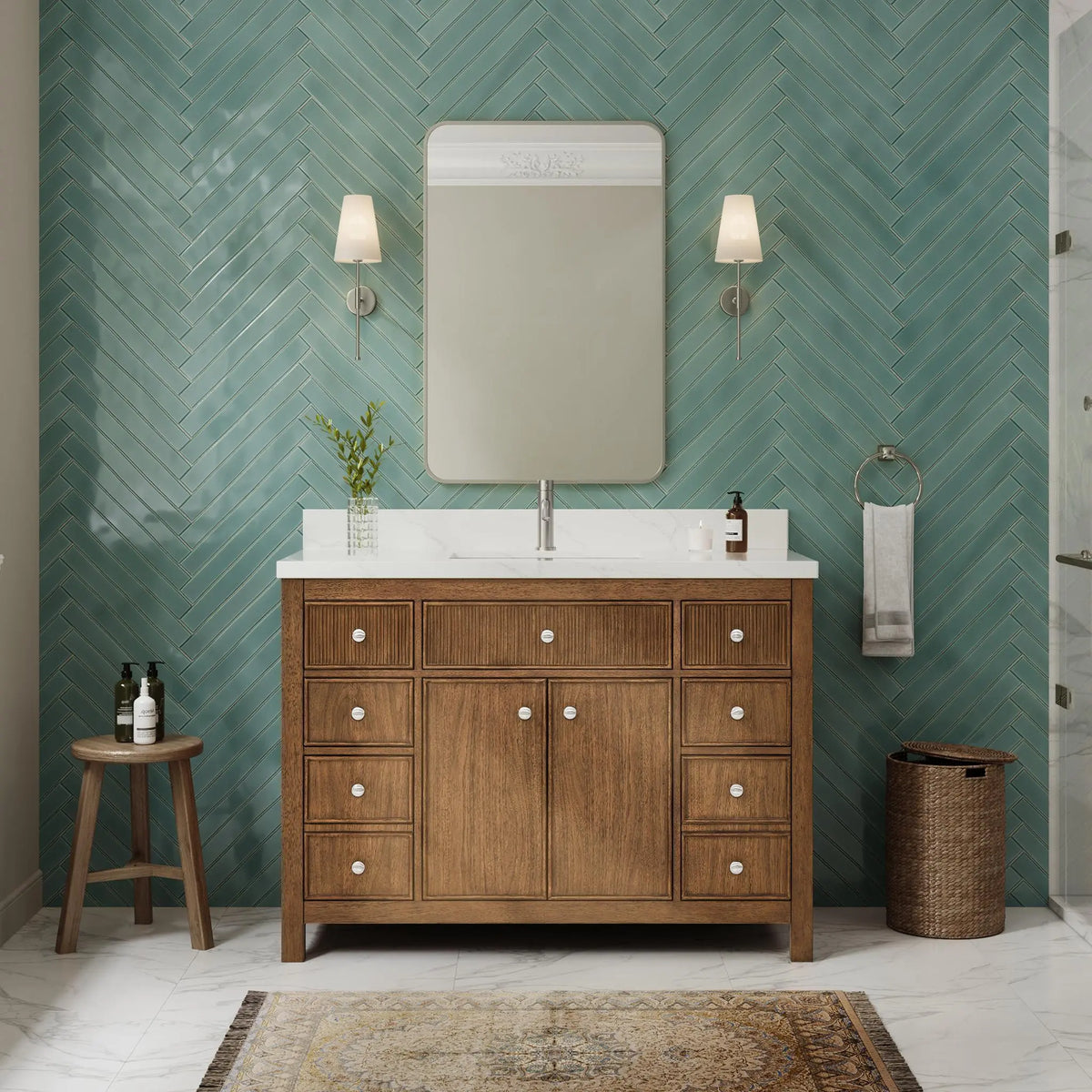 48" Rian Single Bathroom Vanity Toasted Walnut Brushed Nickel Trim by wyndham View 2
